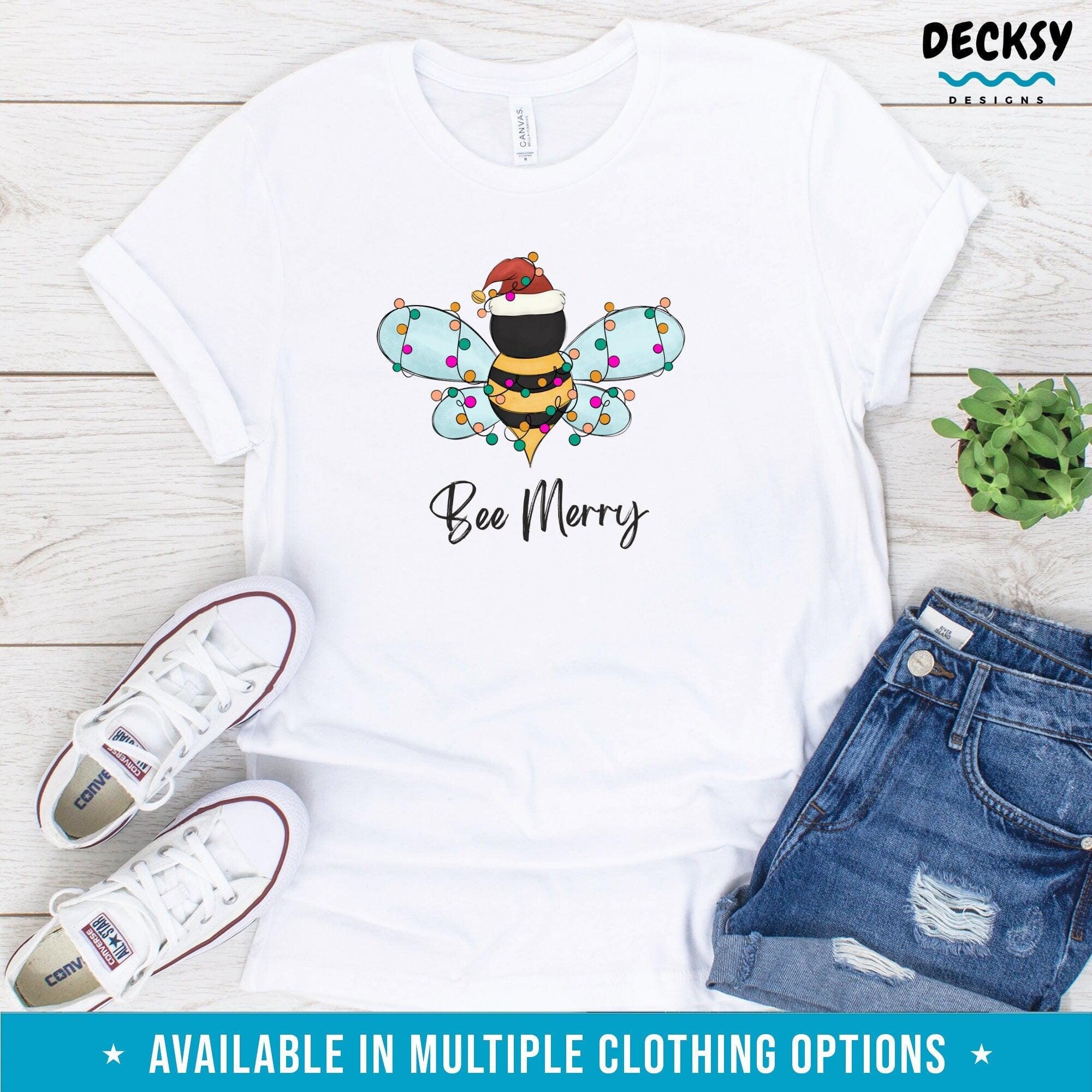 Bee Merry Shirt, Beekeeper Gift-Clothing:Gender-Neutral Adult Clothing:Tops & Tees:T-shirts:Graphic Tees-DecksyDesigns