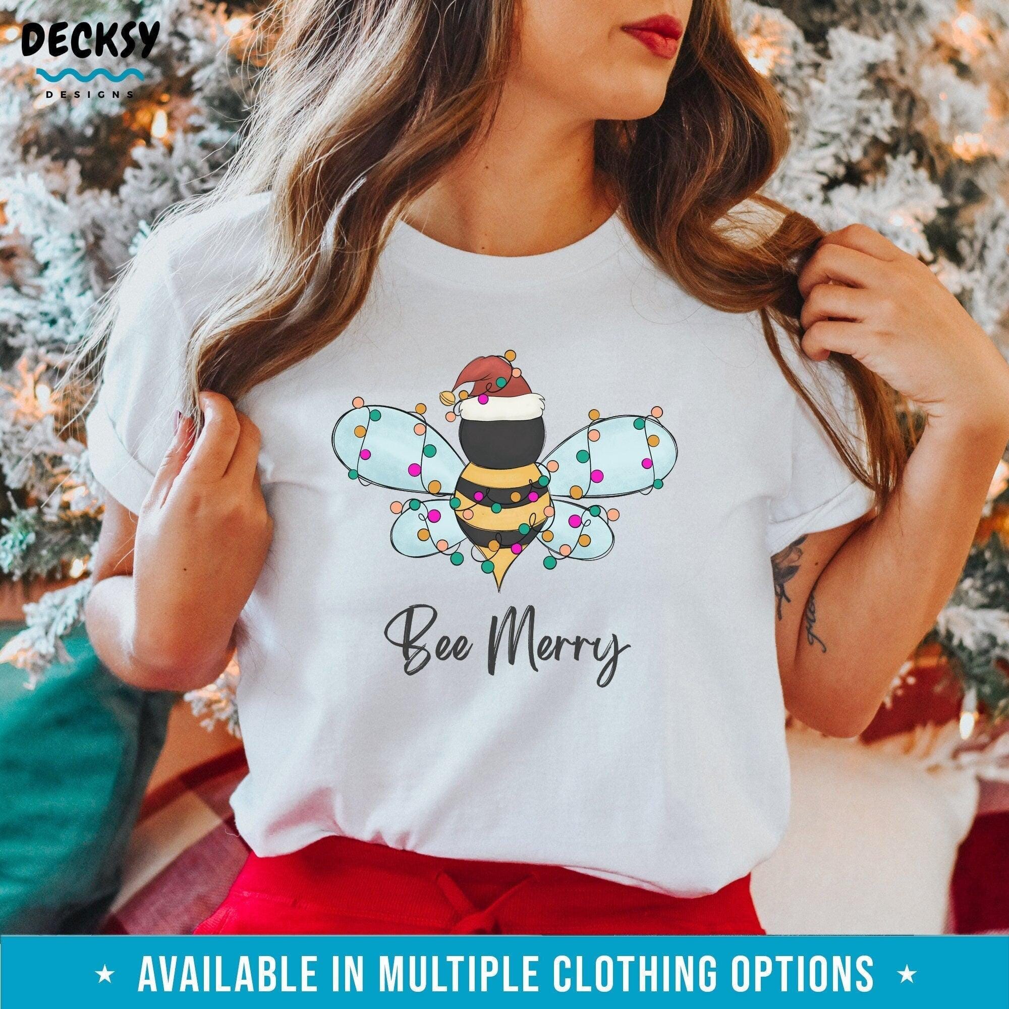 Bee Merry Shirt, Beekeeper Gift-Clothing:Gender-Neutral Adult Clothing:Tops & Tees:T-shirts:Graphic Tees-DecksyDesigns