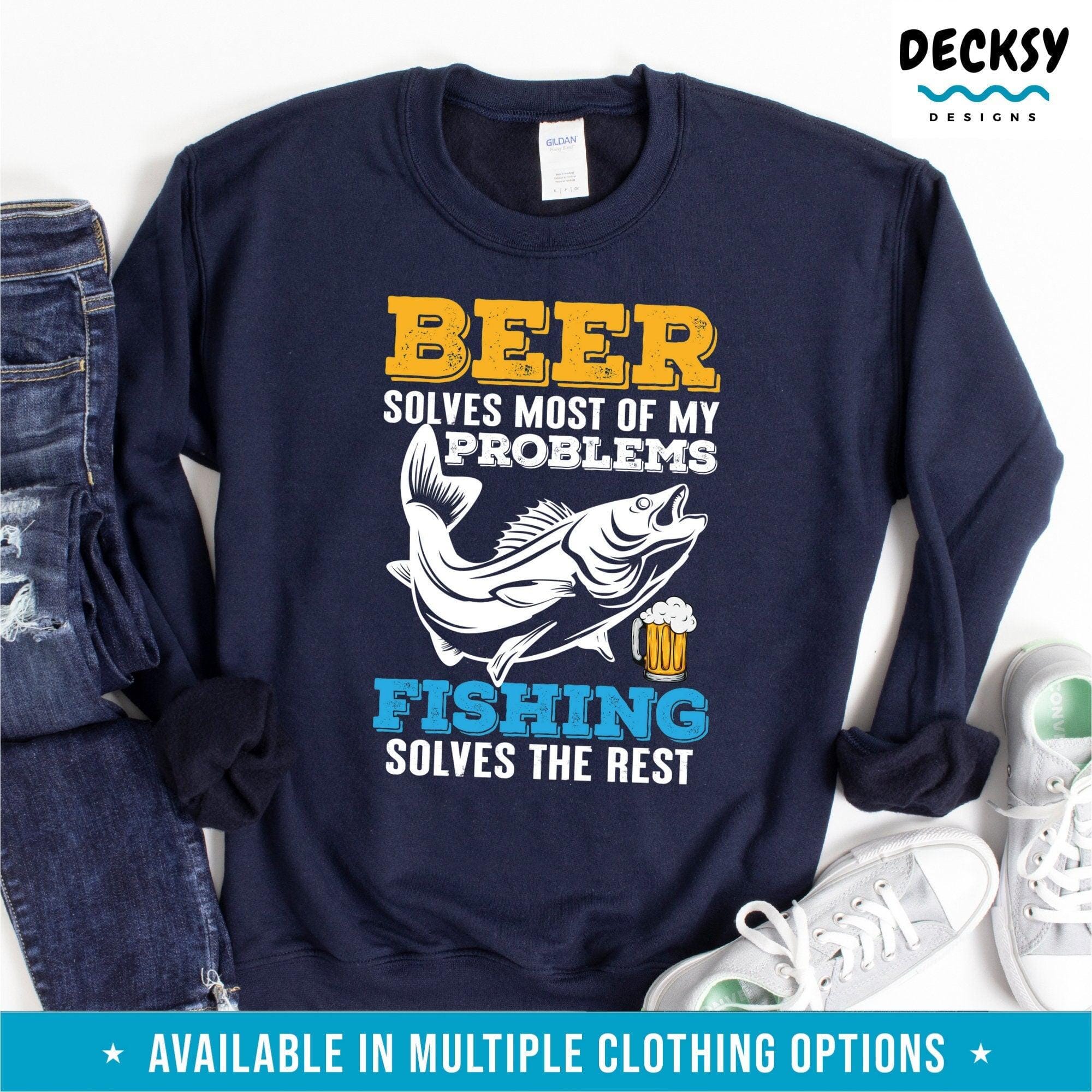 Beer And Fishing Shirt, Fishing Gift-Clothing:Gender-Neutral Adult Clothing:Tops & Tees:T-shirts:Graphic Tees-DecksyDesigns