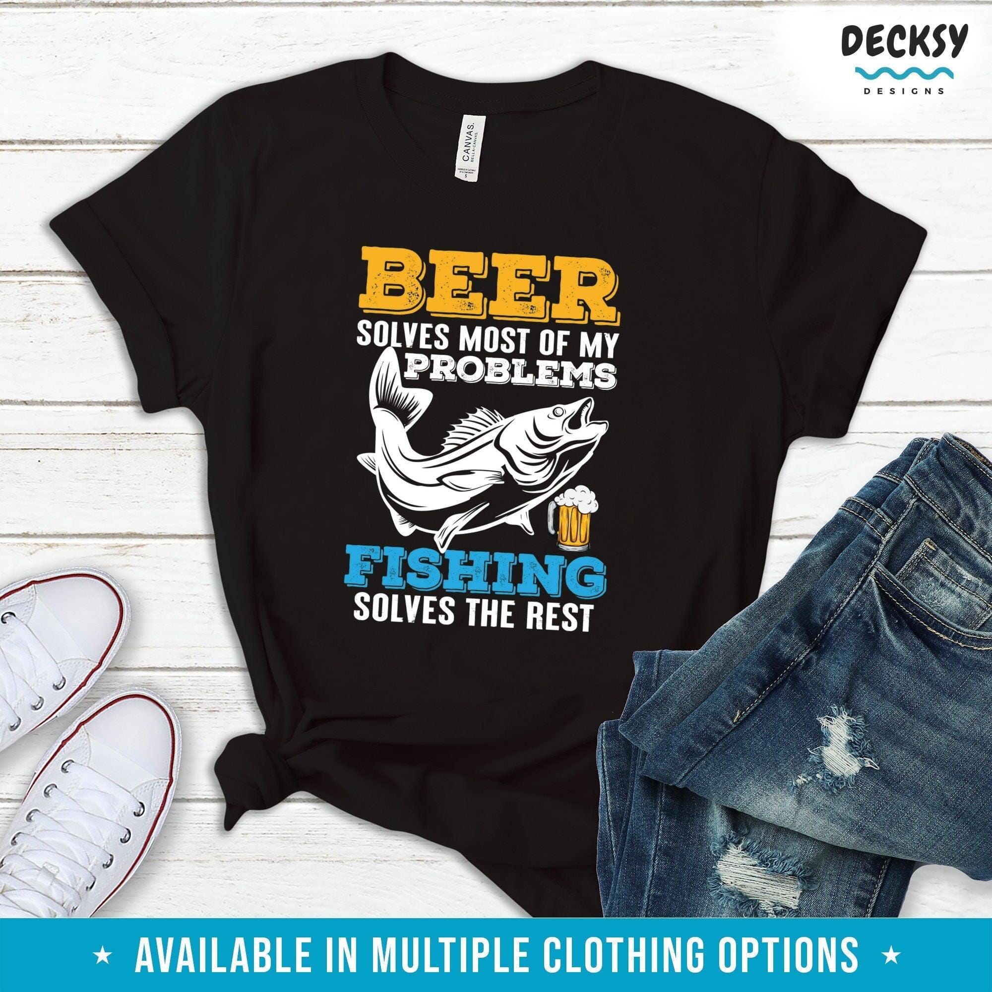 Beer And Fishing Shirt, Fishing Gift-Clothing:Gender-Neutral Adult Clothing:Tops & Tees:T-shirts:Graphic Tees-DecksyDesigns