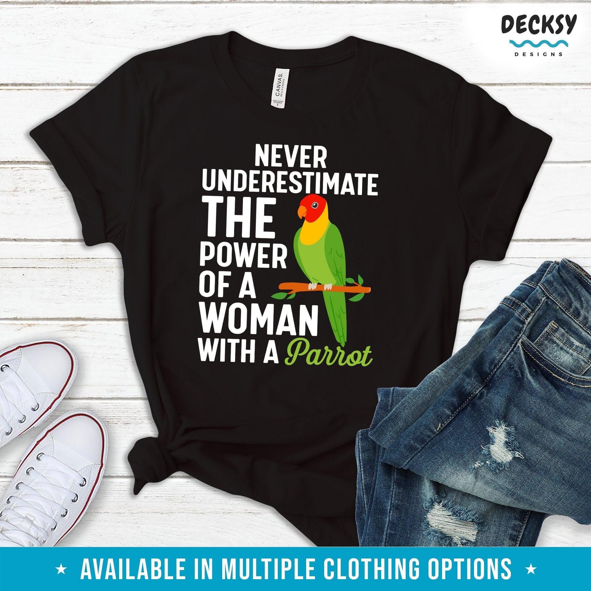 Bird Lady Shirt, Parrot Lover Gift-Clothing:Gender-Neutral Adult Clothing:Tops & Tees:T-shirts:Graphic Tees-DecksyDesigns