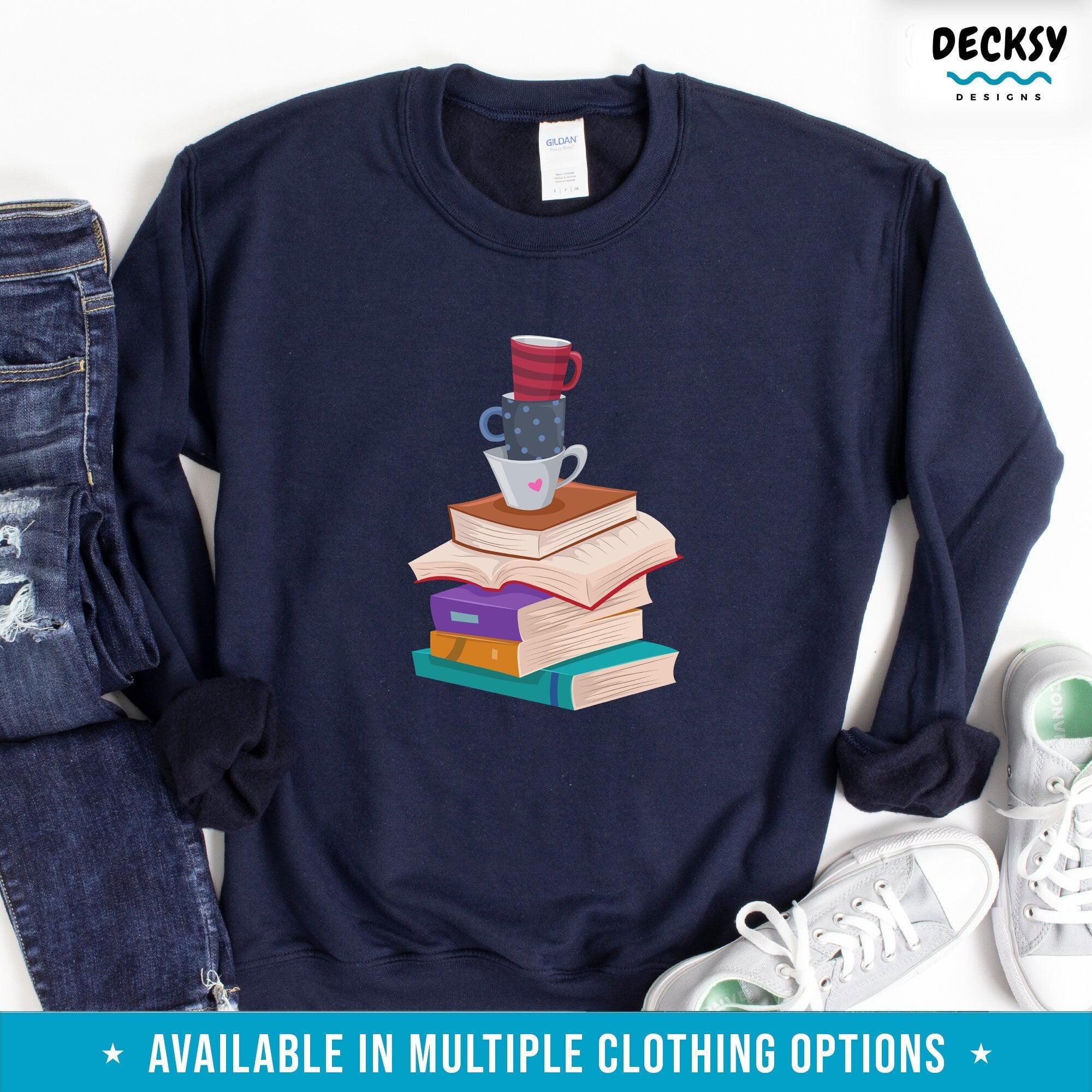 Books And Coffee Shirt, Gift For Reader-Clothing:Gender-Neutral Adult Clothing:Tops & Tees:T-shirts:Graphic Tees-DecksyDesigns
