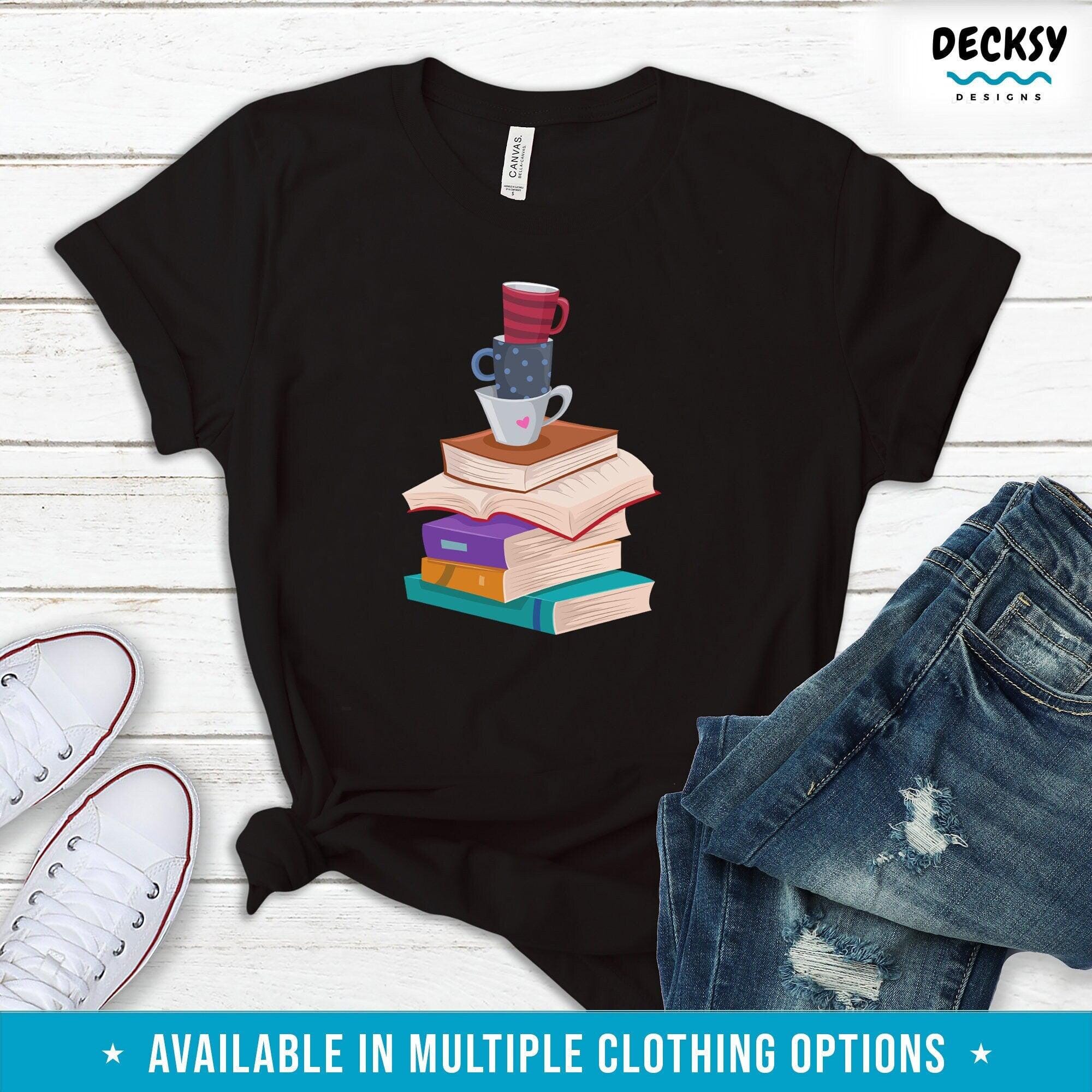 Books And Coffee Shirt, Gift For Reader-Clothing:Gender-Neutral Adult Clothing:Tops & Tees:T-shirts:Graphic Tees-DecksyDesigns