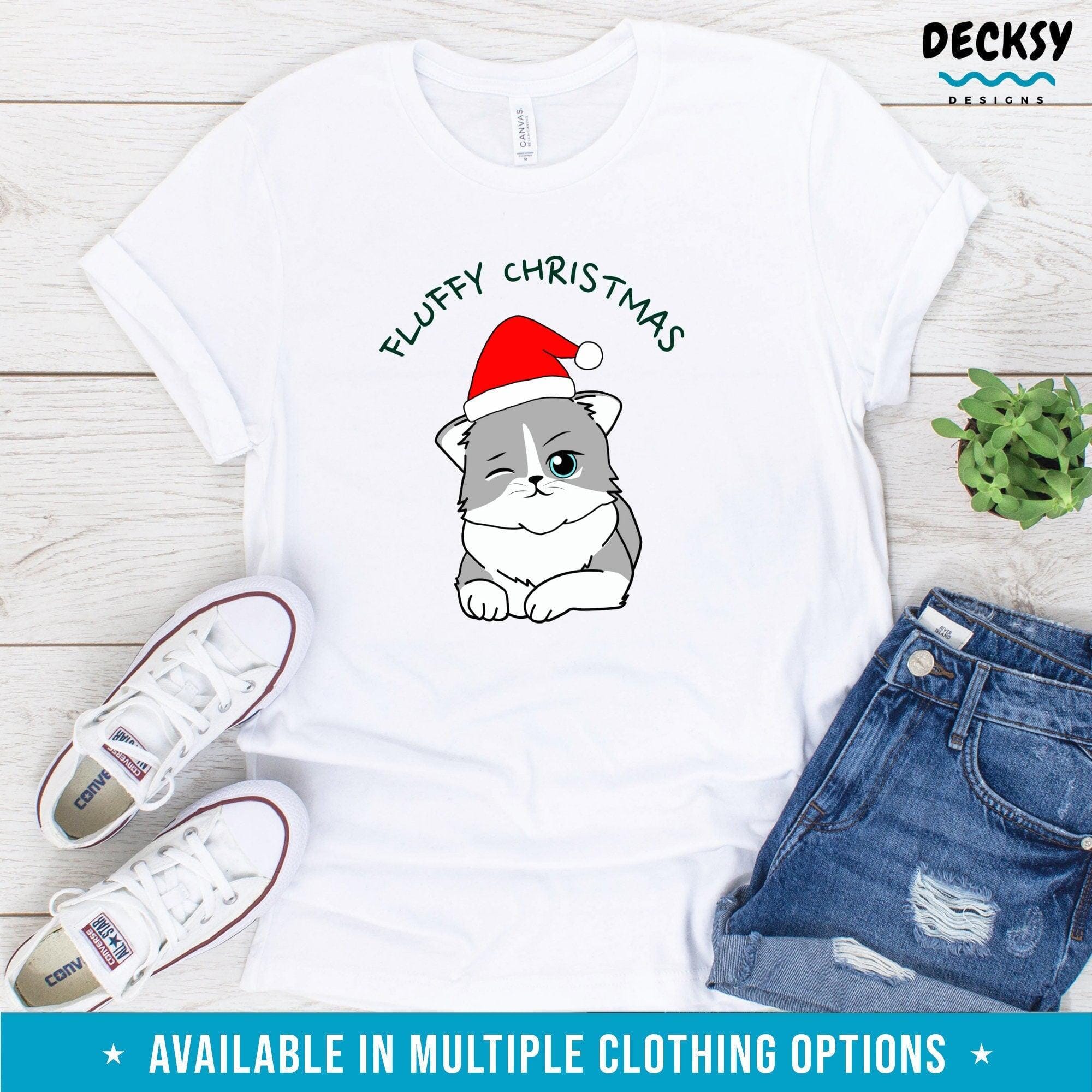 Cat Christmas Shirt, Gift for Cat Lover-Clothing:Gender-Neutral Adult Clothing:Tops & Tees:T-shirts:Graphic Tees-DecksyDesigns