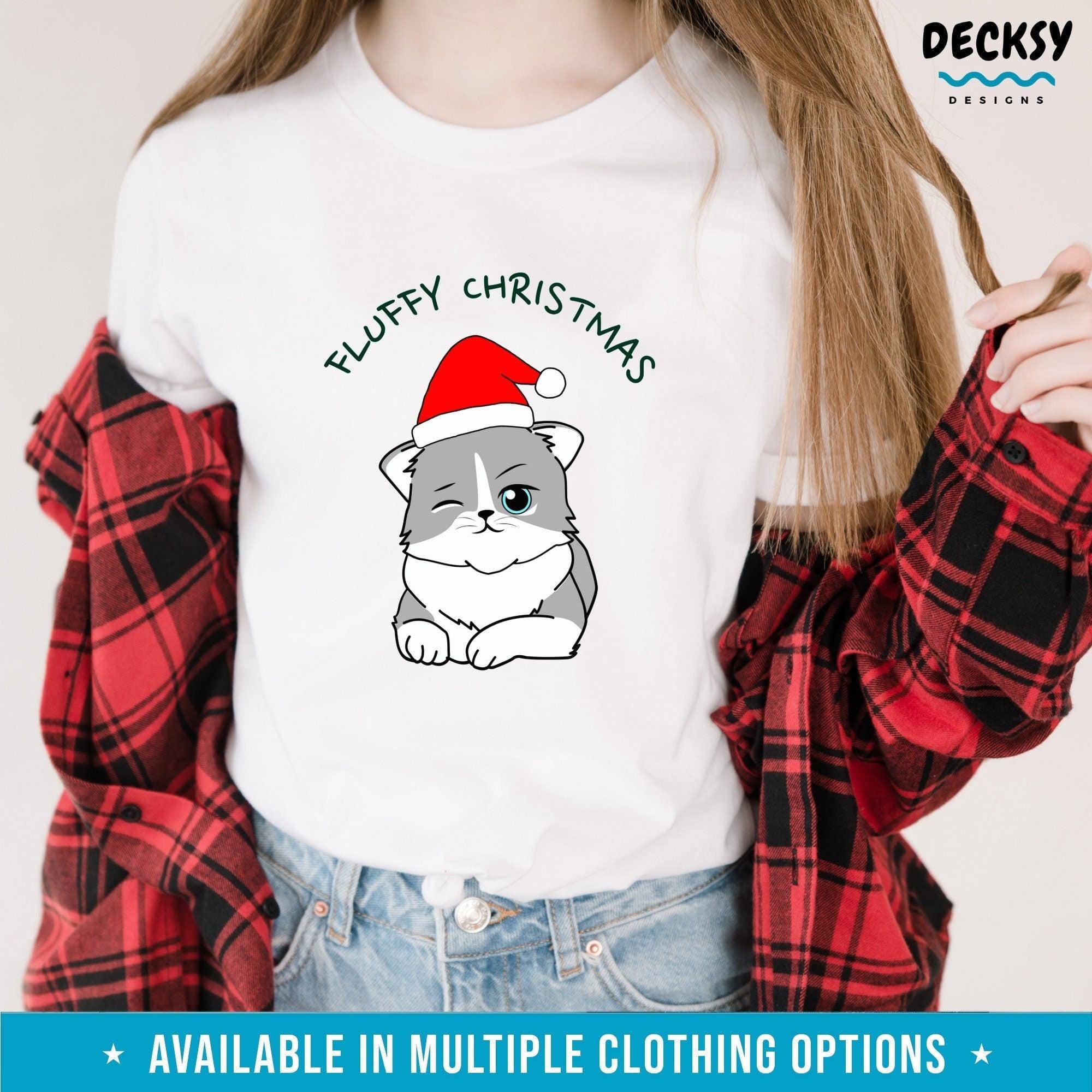 Cat Christmas Shirt, Gift for Cat Lover-Clothing:Gender-Neutral Adult Clothing:Tops & Tees:T-shirts:Graphic Tees-DecksyDesigns