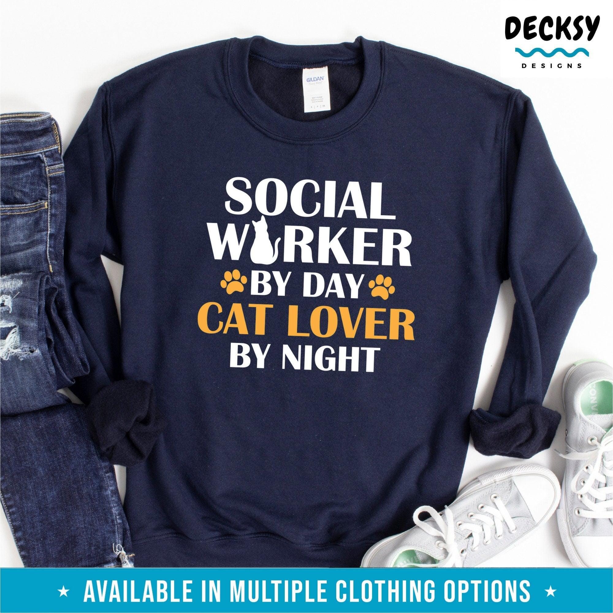 Cat Lover Shirt, Gift for Social Worker-Clothing:Gender-Neutral Adult Clothing:Tops & Tees:T-shirts:Graphic Tees-DecksyDesigns