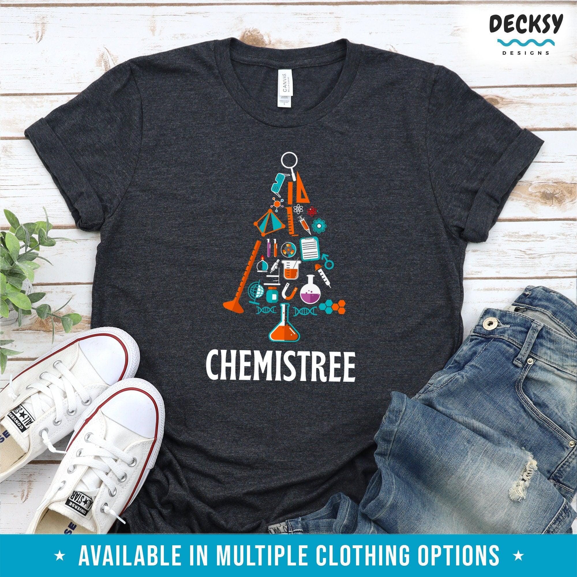 Chemistree Shirt, Chemistry Christmas Tree Tee, Funny Chemistry Gift-Clothing:Gender-Neutral Adult Clothing:Tops & Tees:T-shirts:Graphic Tees-DecksyDesigns
