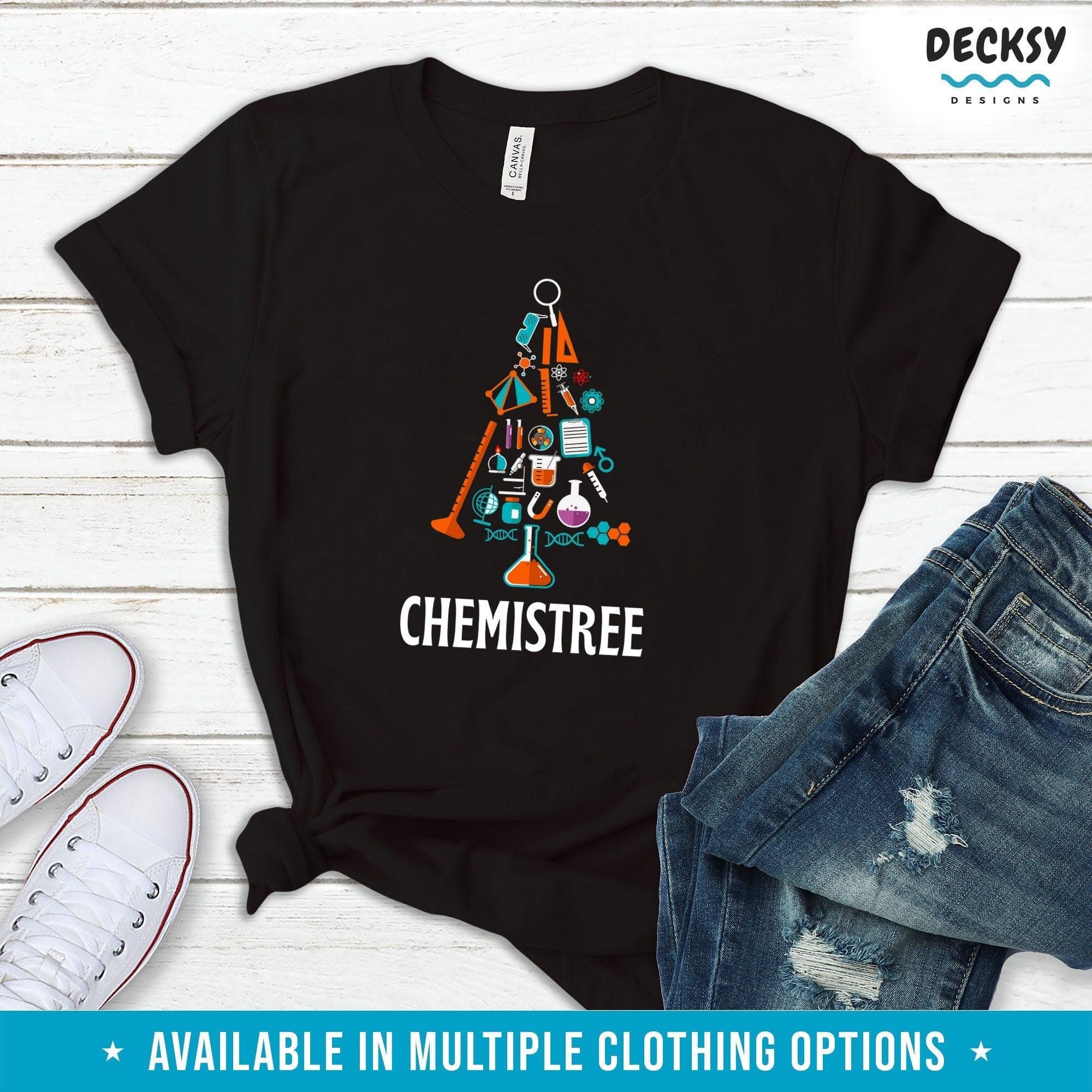 Chemistree Shirt, Chemistry Christmas Tree Tee, Funny Chemistry Gift-Clothing:Gender-Neutral Adult Clothing:Tops & Tees:T-shirts:Graphic Tees-DecksyDesigns
