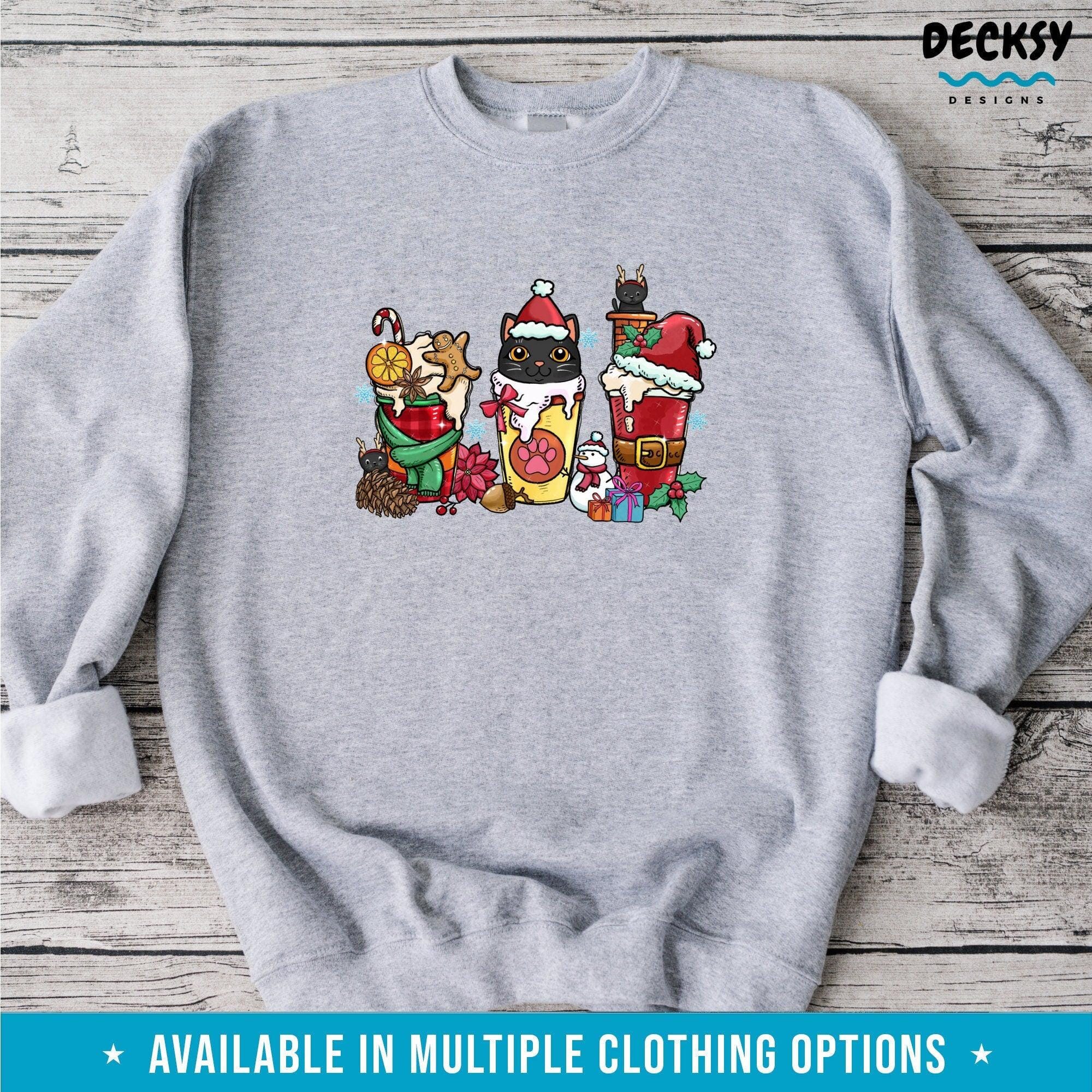 Christmas Cat Shirt, Xmas Gift for Cat Owner-Clothing:Gender-Neutral Adult Clothing:Tops & Tees:T-shirts:Graphic Tees-DecksyDesigns