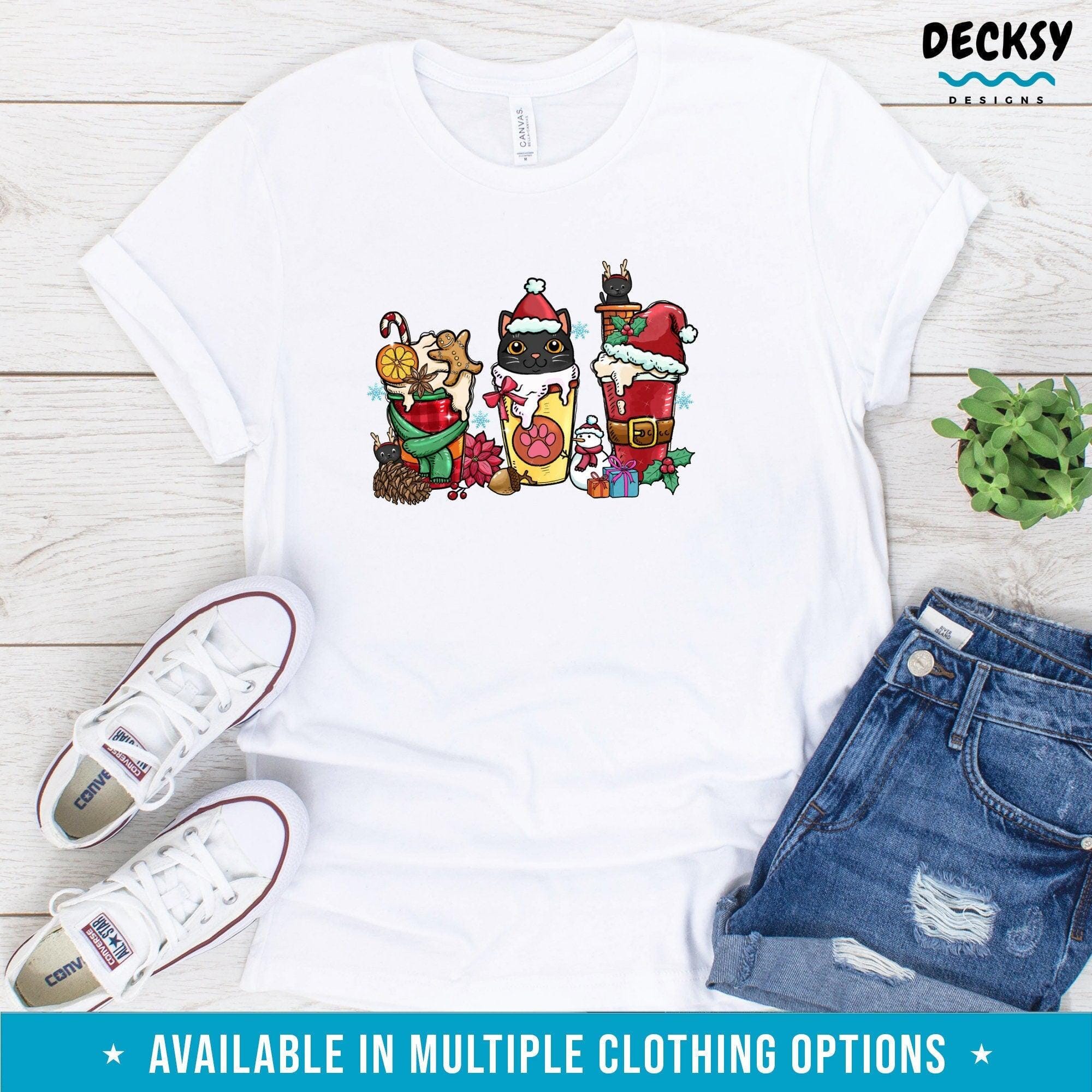Christmas Cat Shirt, Xmas Gift for Cat Owner-Clothing:Gender-Neutral Adult Clothing:Tops & Tees:T-shirts:Graphic Tees-DecksyDesigns