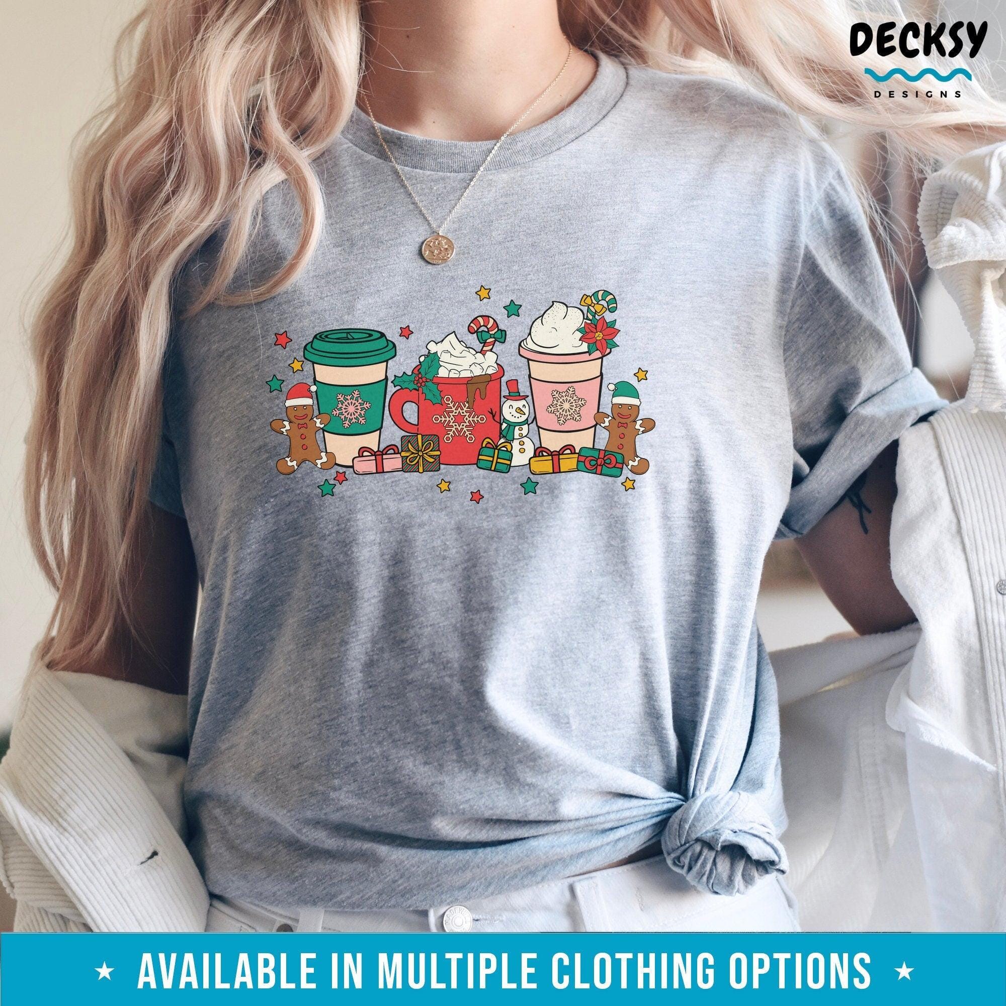 Christmas Coffee Shirt, Xmas Holiday Sweatshirt Hoodie, Gift for Coffee Lover-Clothing:Gender-Neutral Adult Clothing:Tops & Tees:T-shirts:Graphic Tees-DecksyDesigns
