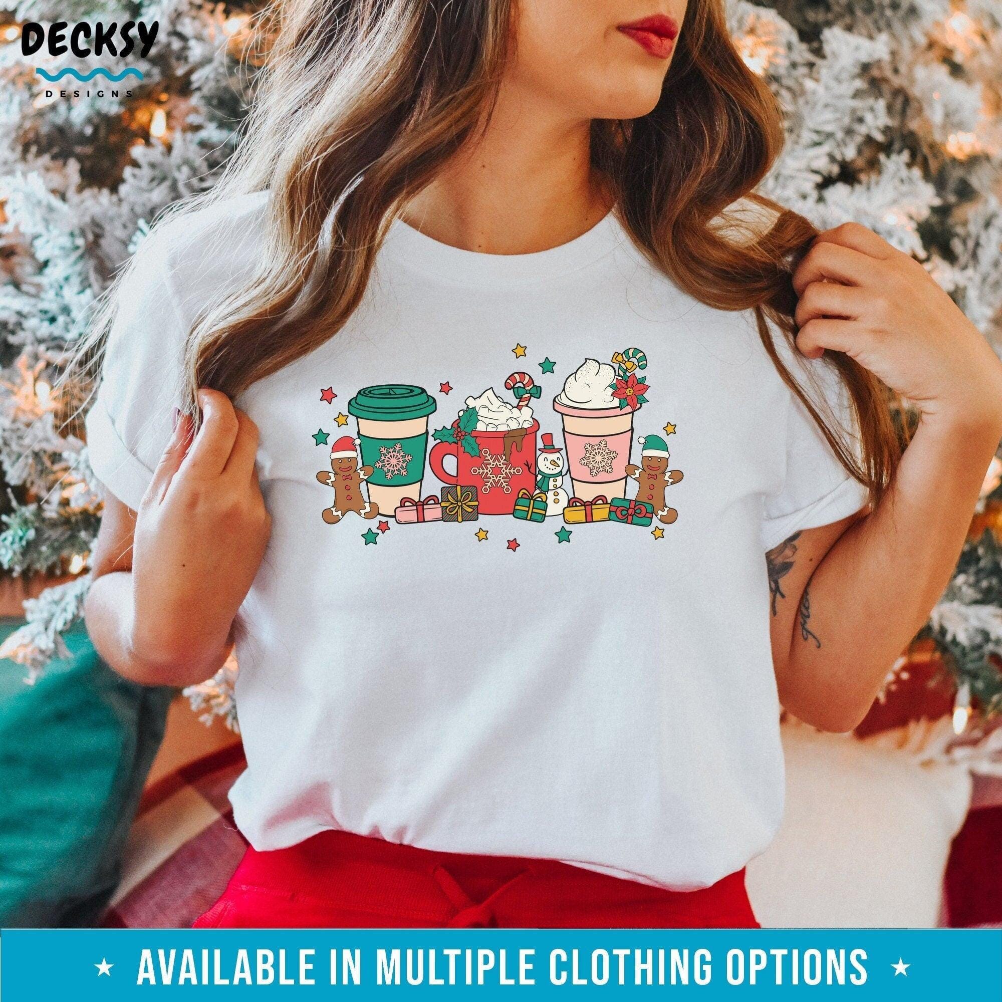 Christmas Coffee Shirt, Xmas Holiday Sweatshirt Hoodie, Gift for Coffee Lover-Clothing:Gender-Neutral Adult Clothing:Tops & Tees:T-shirts:Graphic Tees-DecksyDesigns
