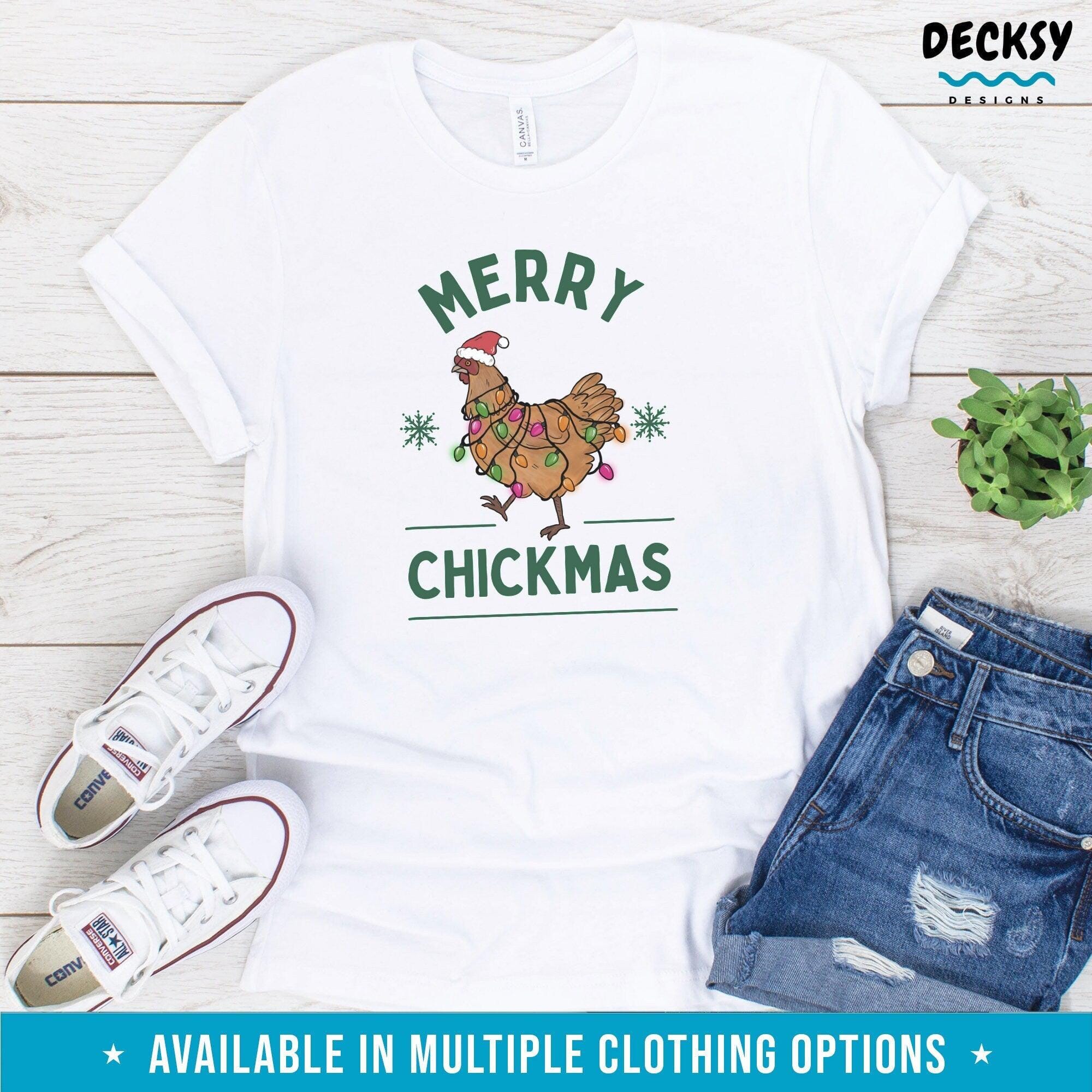 Christmas Shirt, Chicken Christmas Gift-Clothing:Gender-Neutral Adult Clothing:Tops & Tees:T-shirts:Graphic Tees-DecksyDesigns