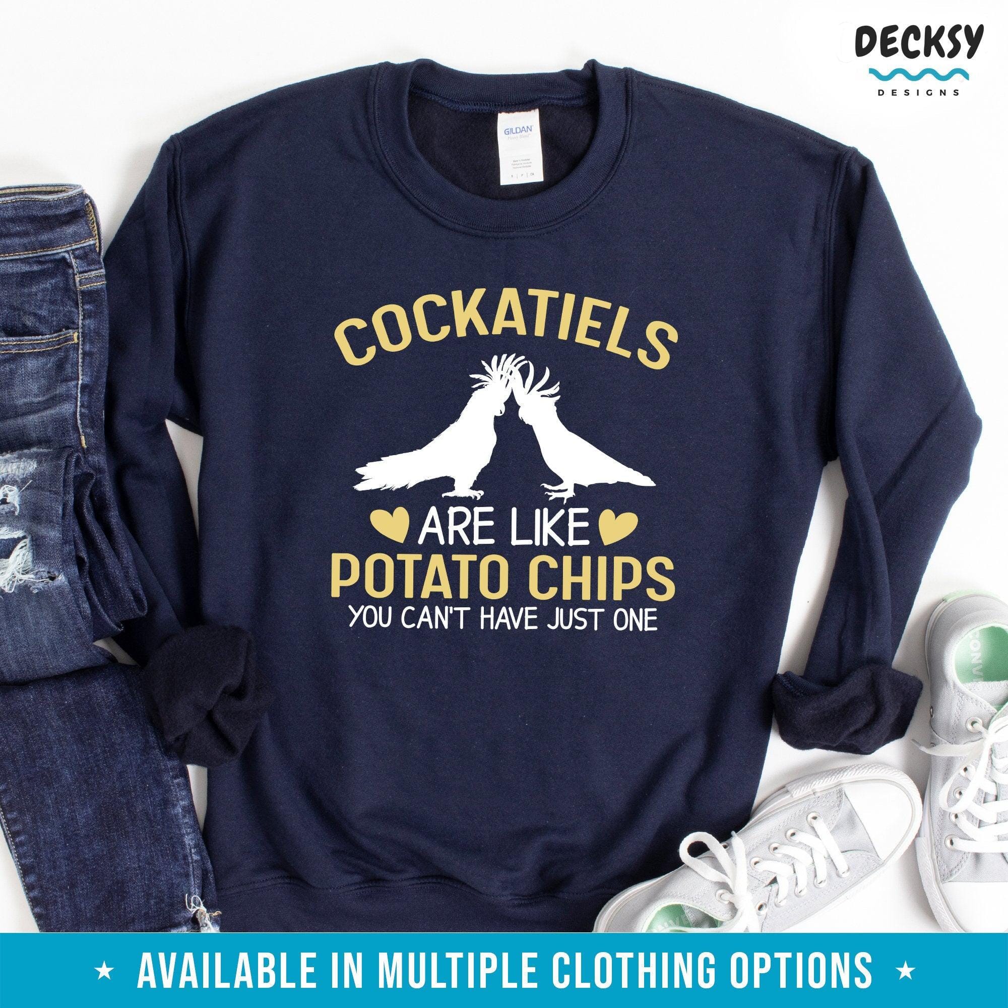 Cockatiel Shirt, Bird Lover Gift, Cockatiel Owner Sweatshirt Hoodie-Clothing:Gender-Neutral Adult Clothing:Tops & Tees:T-shirts:Graphic Tees-DecksyDesigns