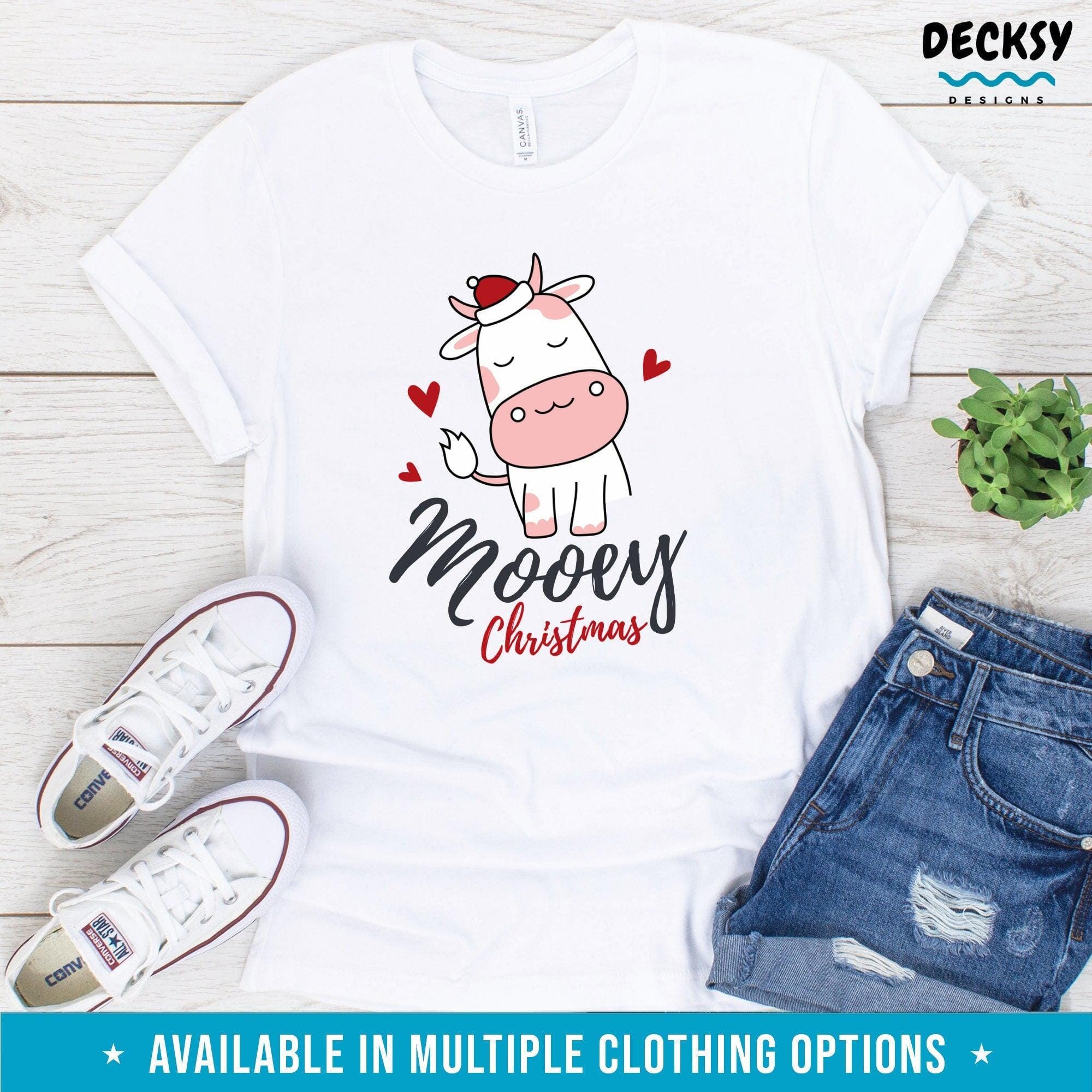 Cow Christmas Shirt, Mooey Christmas Gift-Clothing:Gender-Neutral Adult Clothing:Tops & Tees:T-shirts:Graphic Tees-DecksyDesigns