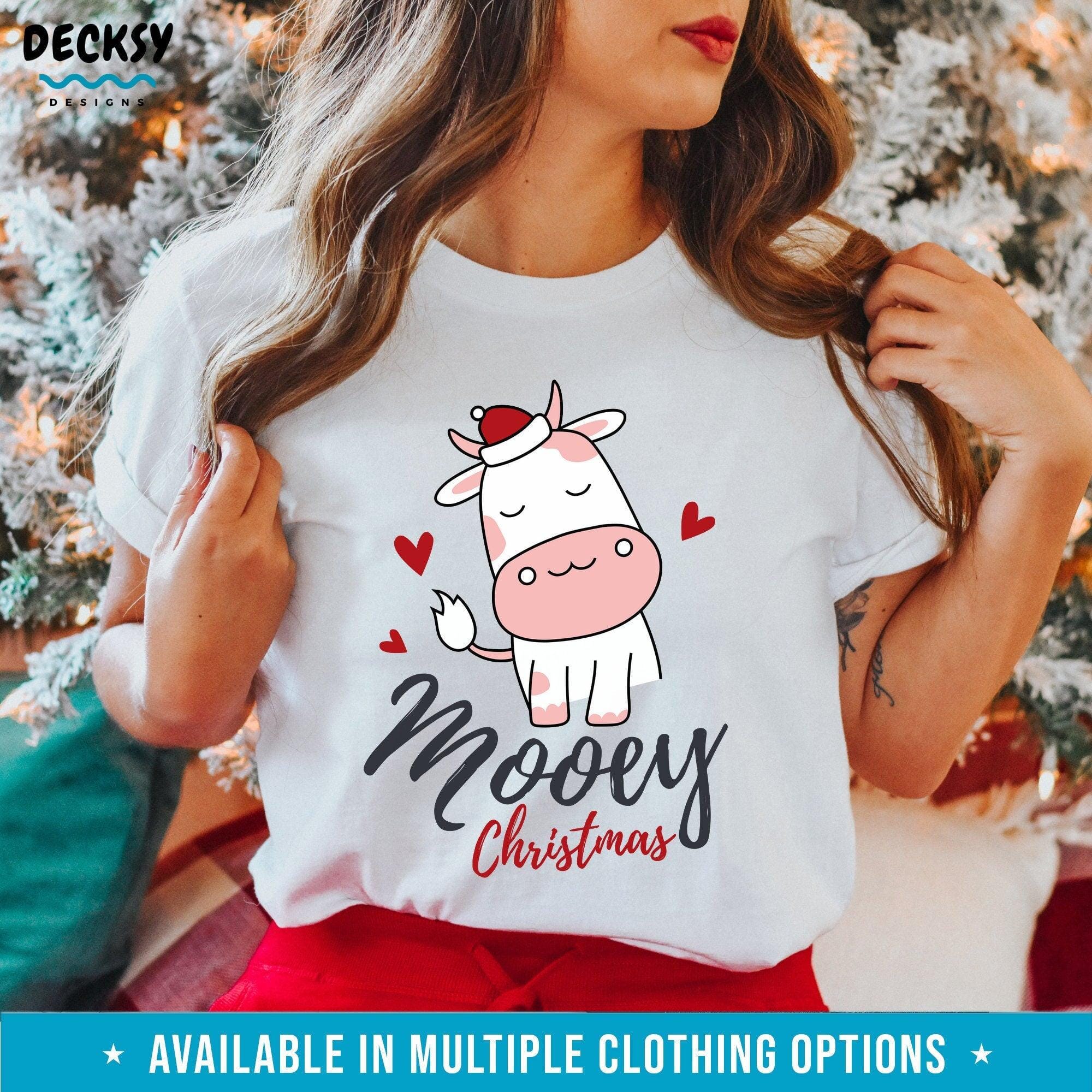 Cow Christmas Shirt, Mooey Christmas Gift-Clothing:Gender-Neutral Adult Clothing:Tops & Tees:T-shirts:Graphic Tees-DecksyDesigns