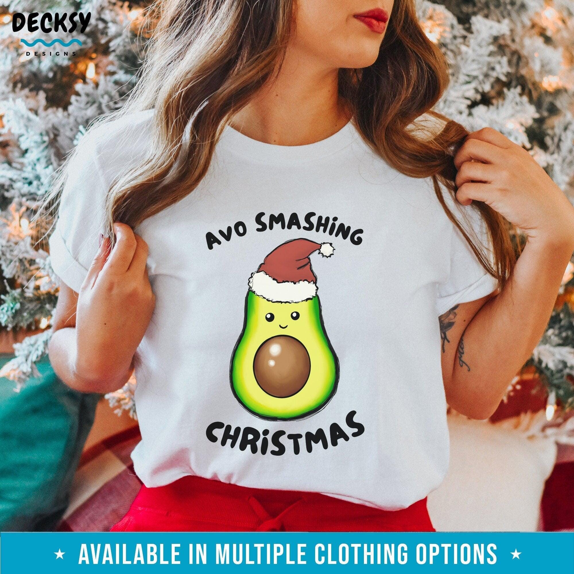 Cute Avocado Christmas Shirt, Gift For Christmas-Clothing:Gender-Neutral Adult Clothing:Tops & Tees:T-shirts:Graphic Tees-DecksyDesigns