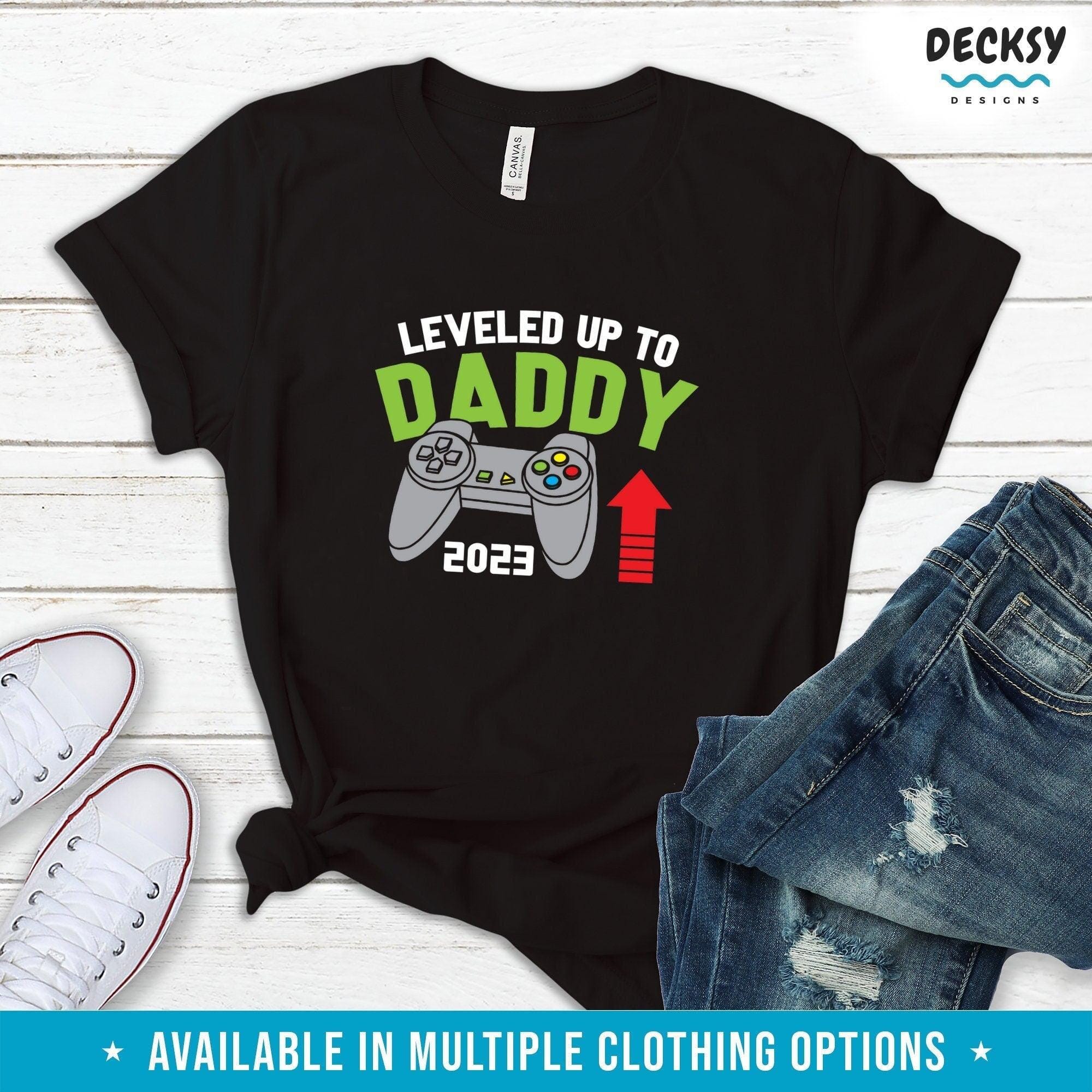 Dad To Be 2023 Shirt, Gaming Dad Gift-Clothing:Gender-Neutral Adult Clothing:Tops & Tees:T-shirts:Graphic Tees-DecksyDesigns