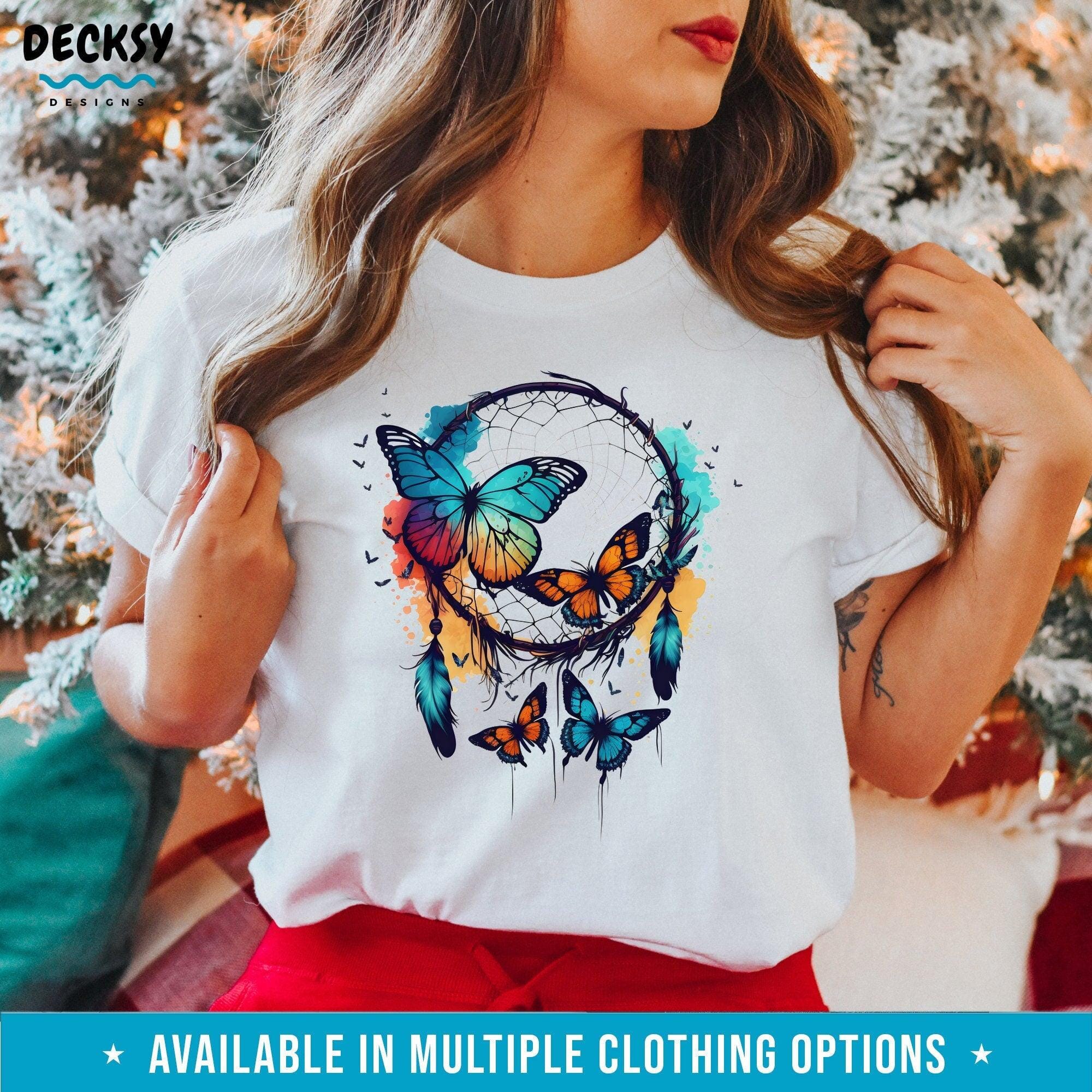 Dreamcatcher Shirt, Butterfly Tshirt Gift-Clothing:Gender-Neutral Adult Clothing:Tops & Tees:T-shirts:Graphic Tees-DecksyDesigns