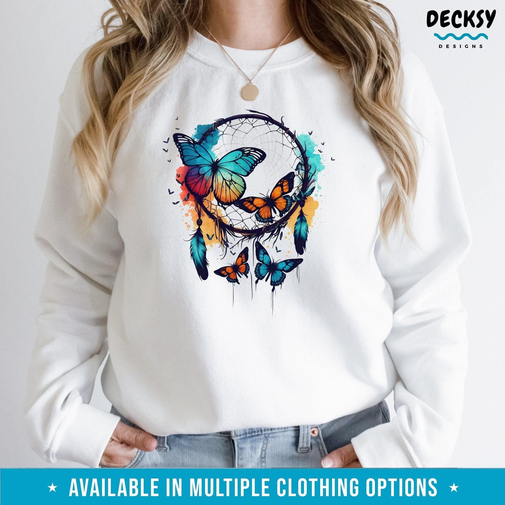 Dreamcatcher Shirt, Butterfly Tshirt Gift-Clothing:Gender-Neutral Adult Clothing:Tops & Tees:T-shirts:Graphic Tees-DecksyDesigns