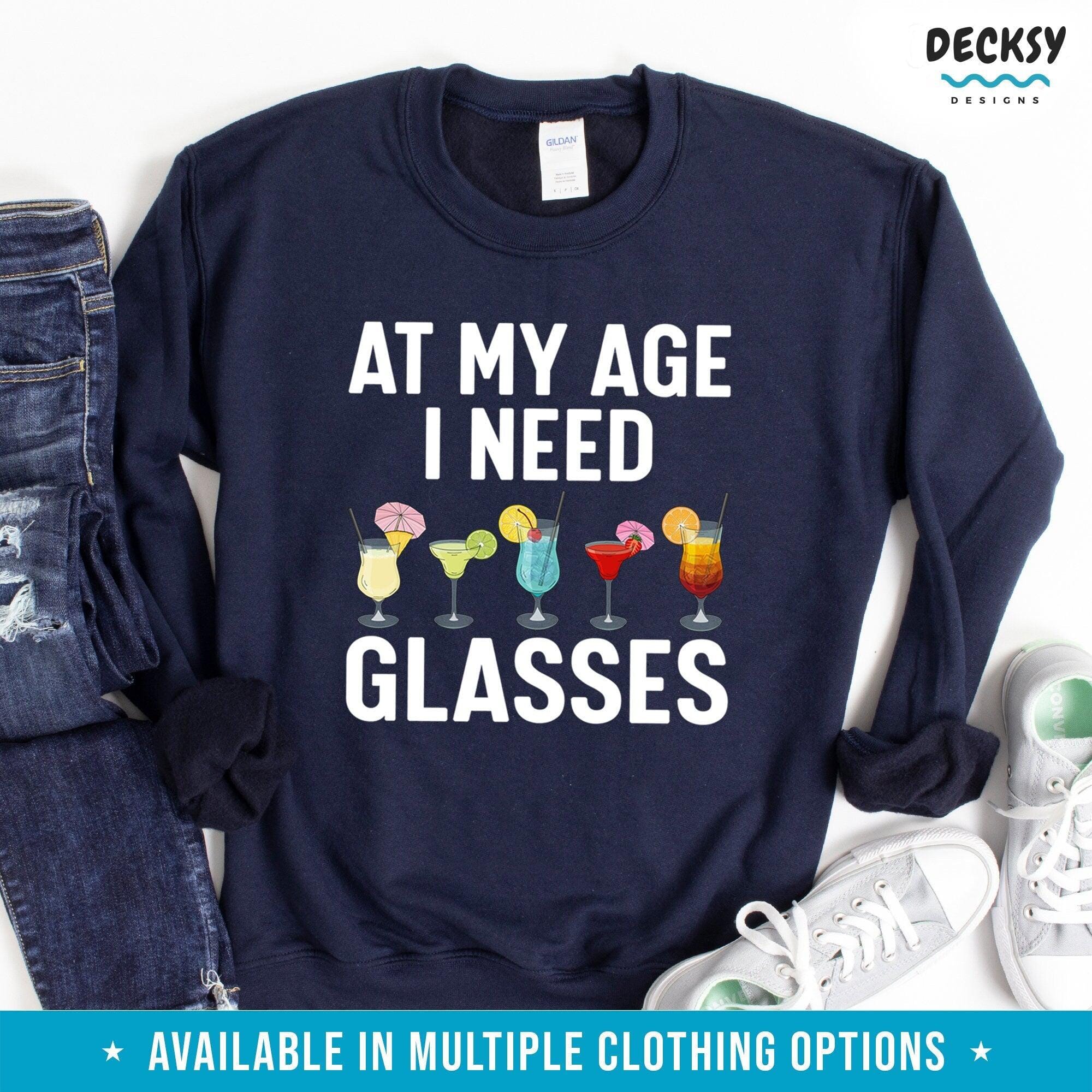 Drinking Shirt, I Need Glasses Birthday Gift-Clothing:Gender-Neutral Adult Clothing:Tops & Tees:T-shirts:Graphic Tees-DecksyDesigns