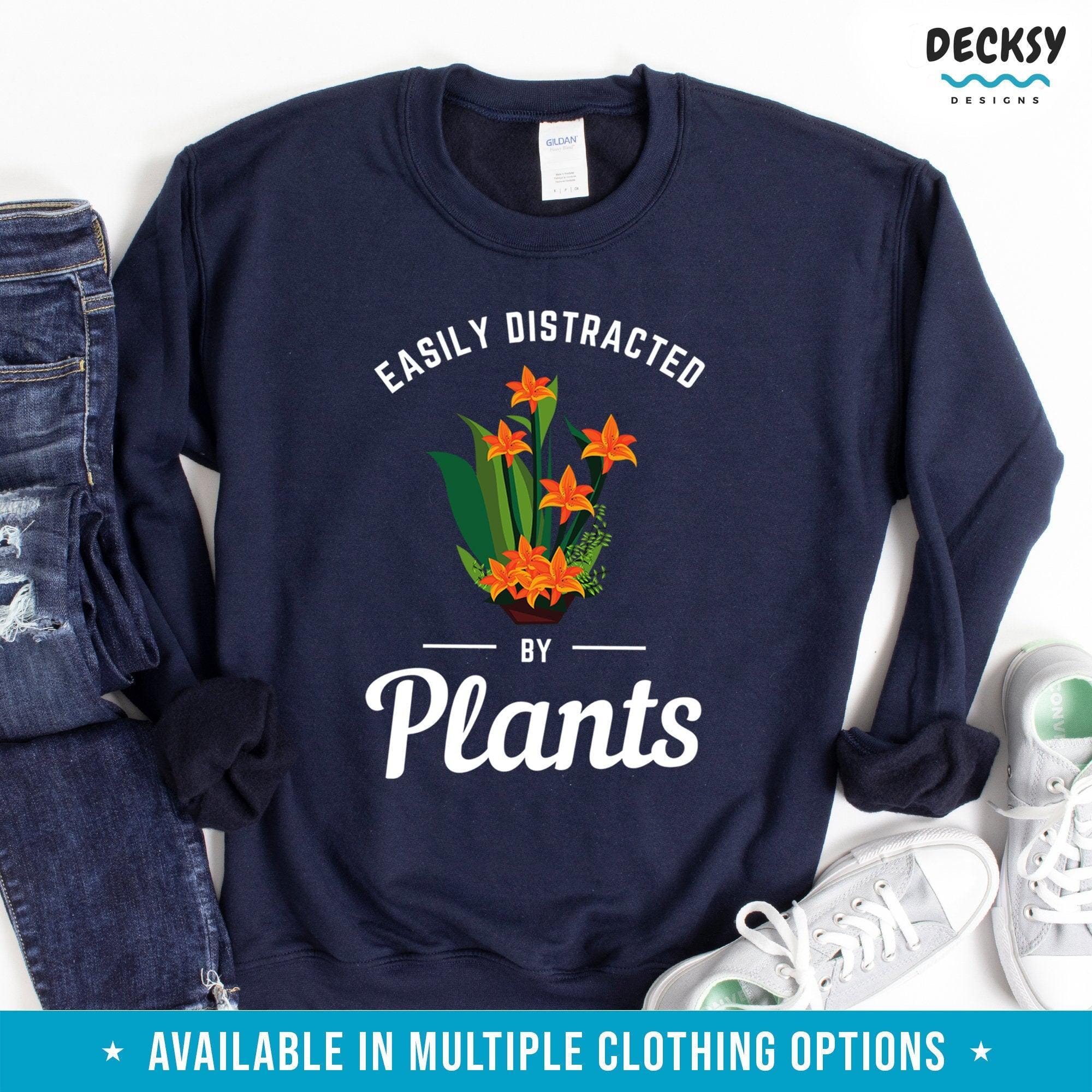 Easily Distracted By Plants Tshirt, Plant Lover Gift-Clothing:Gender-Neutral Adult Clothing:Tops & Tees:T-shirts:Graphic Tees-DecksyDesigns