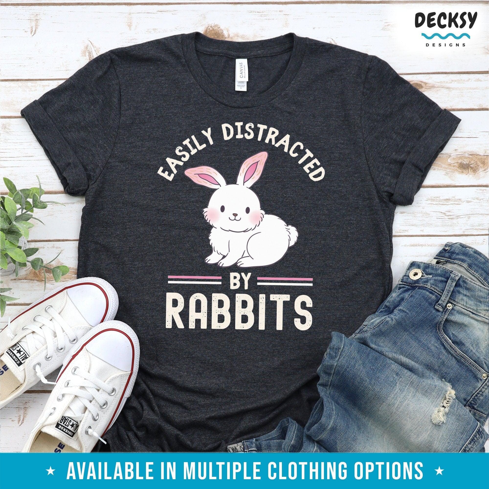 Easily Distracted By Rabbit Shirt, Gift For Rabbit Lover-Clothing:Gender-Neutral Adult Clothing:Tops & Tees:T-shirts:Graphic Tees-DecksyDesigns