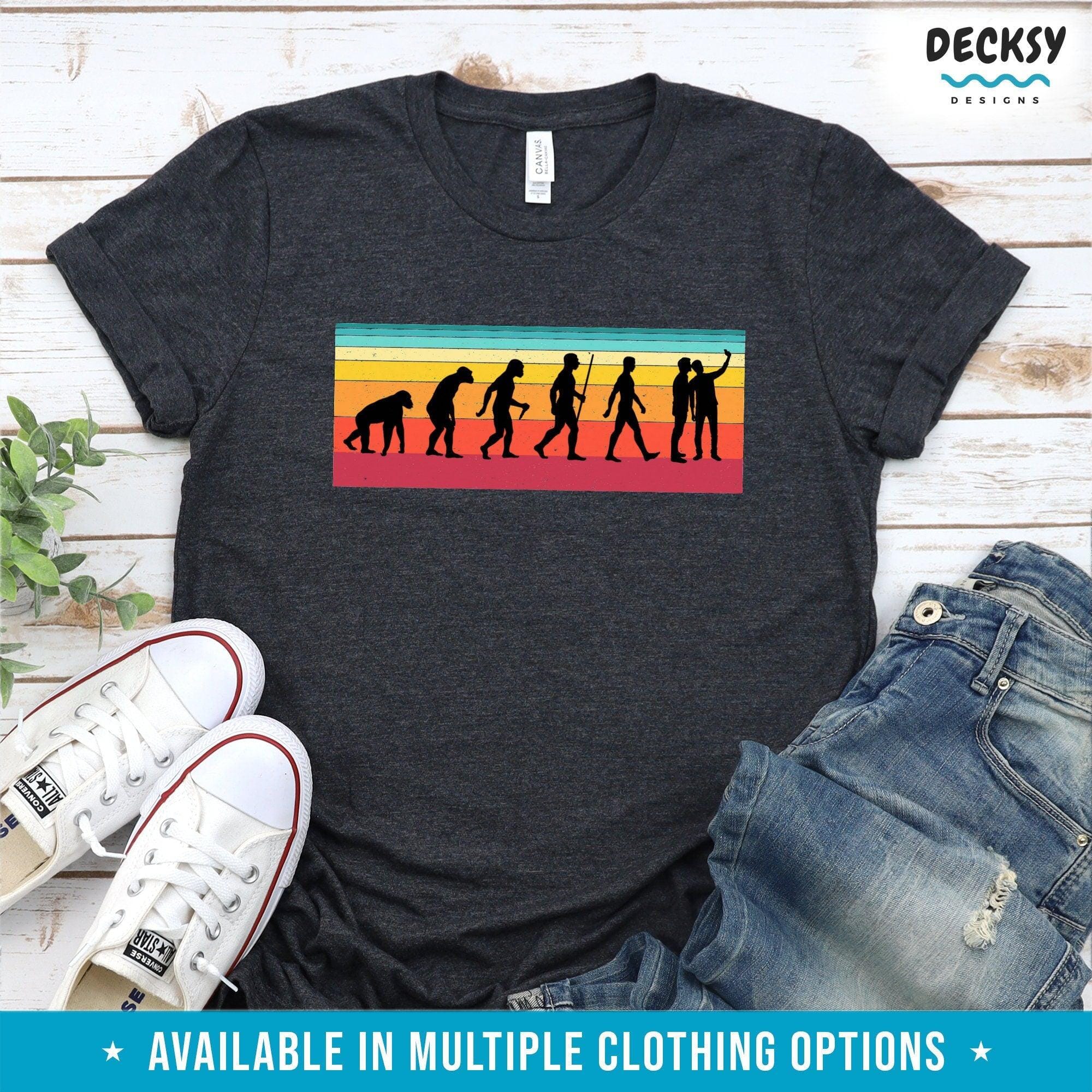 Funny Selfie Tshirt, Evolution Of Man Gift-Clothing:Gender-Neutral Adult Clothing:Tops & Tees:T-shirts:Graphic Tees-DecksyDesigns