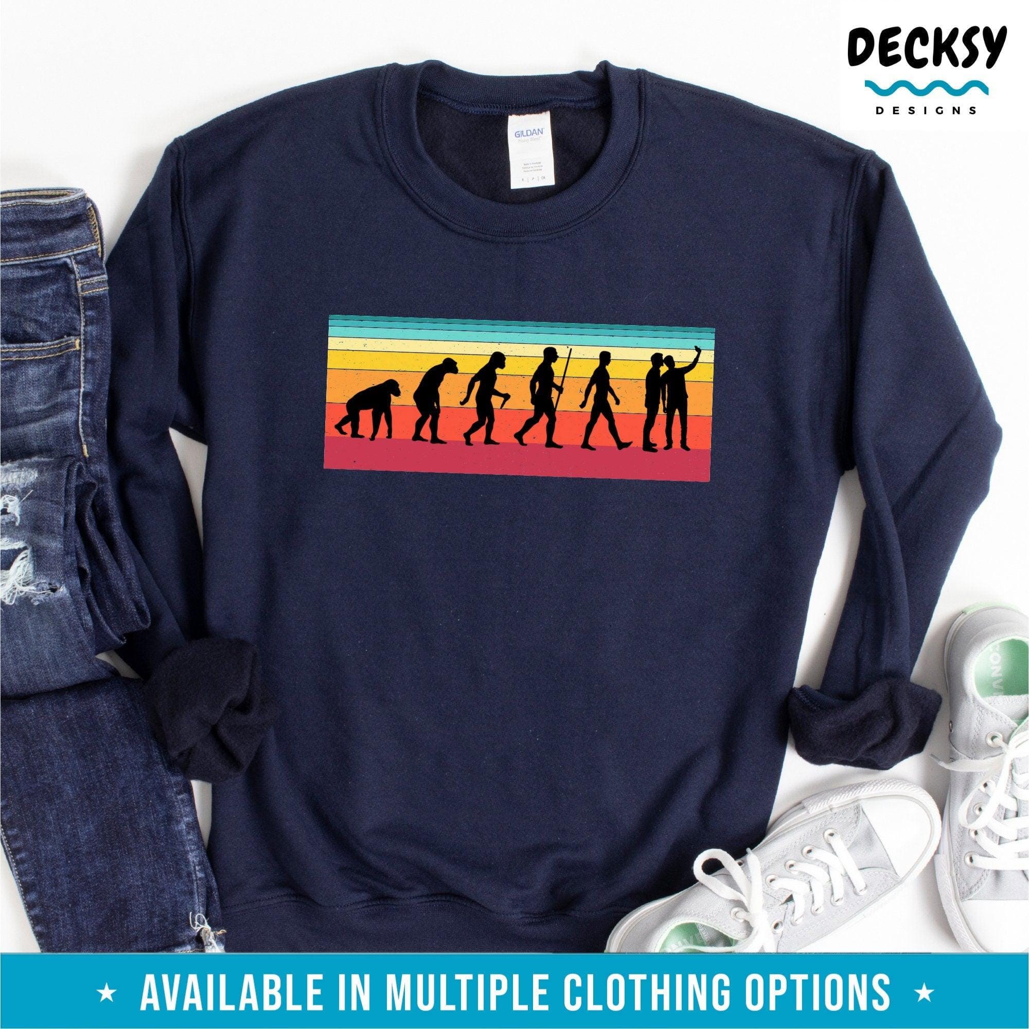 Funny Selfie Tshirt, Evolution Of Man Gift-Clothing:Gender-Neutral Adult Clothing:Tops & Tees:T-shirts:Graphic Tees-DecksyDesigns