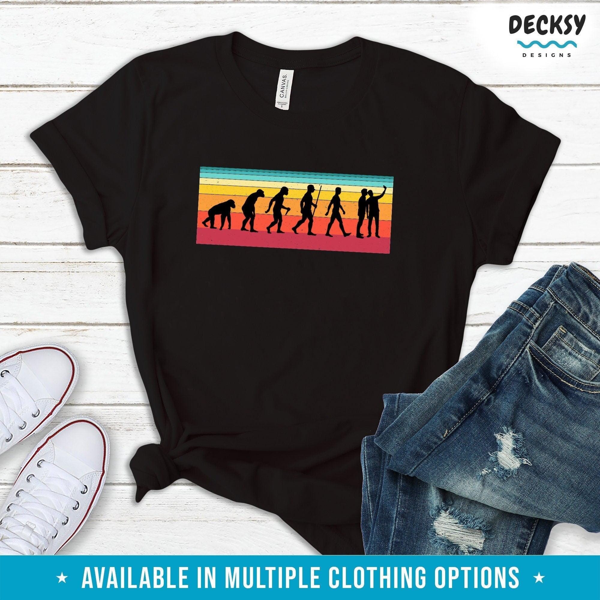 Funny Selfie Tshirt, Evolution Of Man Gift-Clothing:Gender-Neutral Adult Clothing:Tops & Tees:T-shirts:Graphic Tees-DecksyDesigns