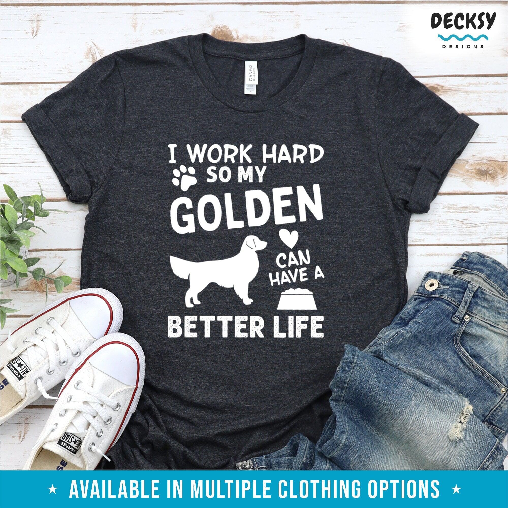 Golden Retriever Dog Shirt, Pet Lover Gift-Clothing:Gender-Neutral Adult Clothing:Tops & Tees:T-shirts:Graphic Tees-DecksyDesigns