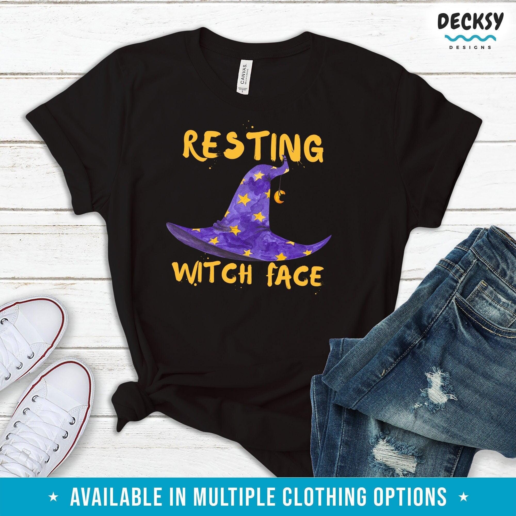 Halloween T shirt For Women, Witch Face Gift-Clothing:Gender-Neutral Adult Clothing:Tops & Tees:T-shirts:Graphic Tees-DecksyDesigns
