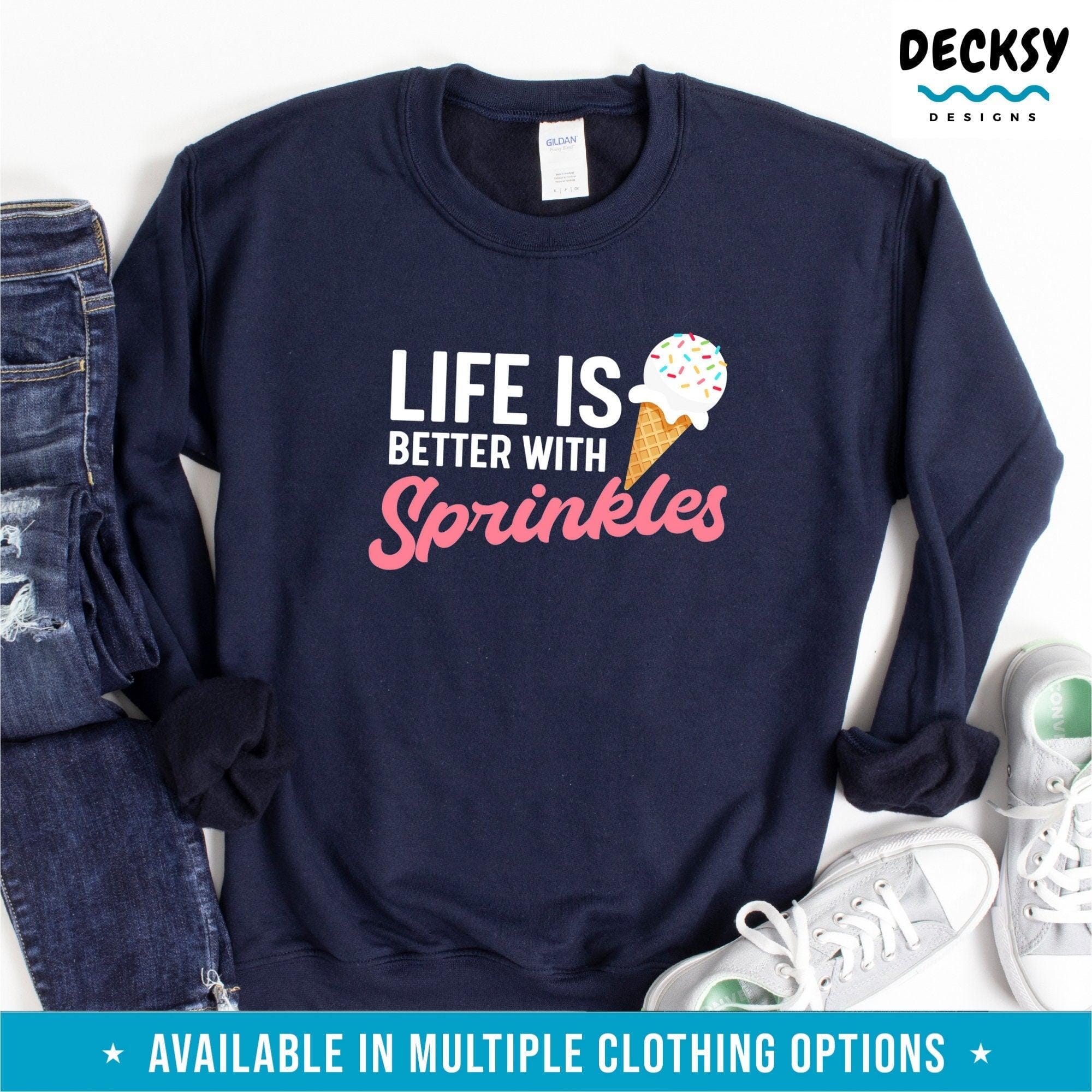 Ice Cream T Shirt, Positive Vibes Gift-Clothing:Gender-Neutral Adult Clothing:Tops & Tees:T-shirts:Graphic Tees-DecksyDesigns