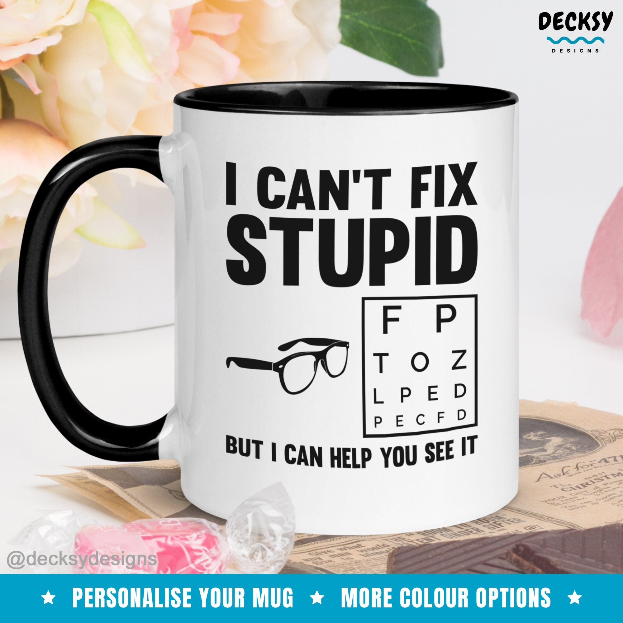 Funny Optometry Mug, Gift For Eye Doctor, Ophthalmologist Gift, Custom Optometrist Mug, Personalised Ophthalmology Gift, Eye Surgeon Gift Mugs by DecksyDesigns