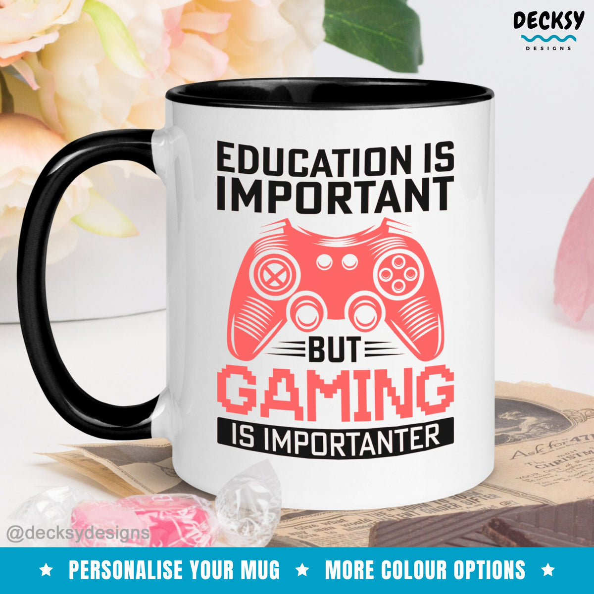 Gamer Coffee Mug, Custom Gaming Gift, Funny Game Lover Coffee Mug, Personalised Dad Birthday Gift, Retro Gaming Gift for Video Game Player Mugs by DecksyDesigns