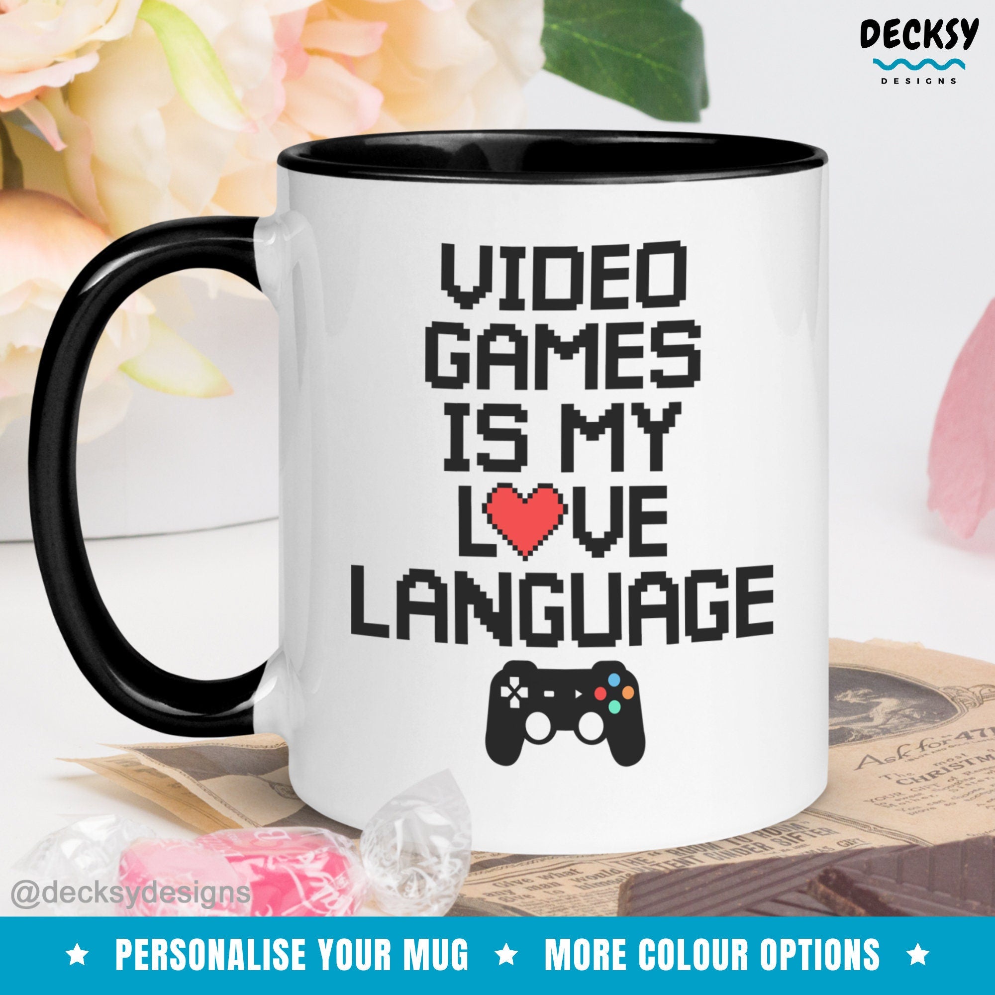Video Game Mug, Custom Gift For Gamer, Gaming Gift For Him, Tea Cup For Gamer Husband Mug, Gift For Brother, Pc Gamer Mug, Gameboy Coffee Mugs by DecksyDesigns