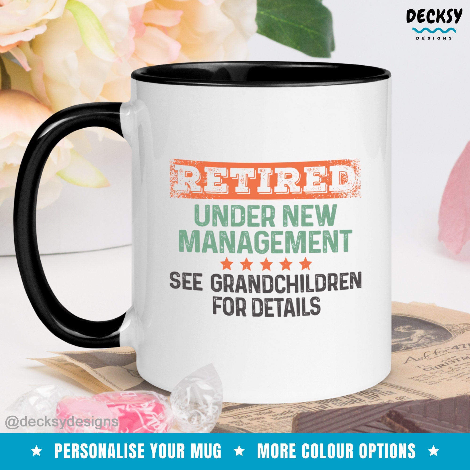Custom Retired Mug, Mom Retirement Gift, Gifts For Retired Grandpa, Funny Retirement Dad Mug, Personalised Coworker Mug, Retired Grandma Mug Mugs by DecksyDesigns