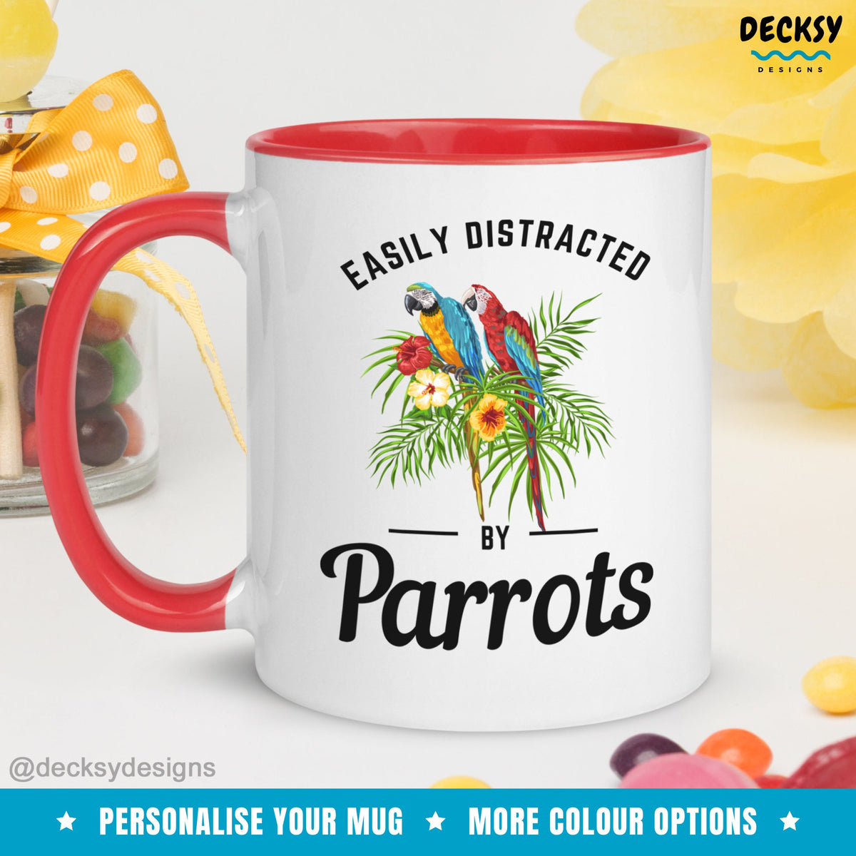 Parrot Lover Gift, Funny Parrot Mug, Custom Macaw Mug, Blue And Gold Macaw, Scarlet Macaw Mug, Macaw Mom Gift, Parrot Bird Lover Coffee Mug Mugs by DecksyDesigns