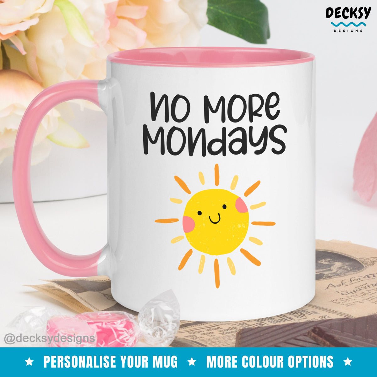 Custom Retirement Gift, Funny Retired Mug, Unique Retirement Gift for Coworker, Mum, Dad, Grandpa, Grandma Personalised Mug, No More Mondays Mugs by DecksyDesigns
