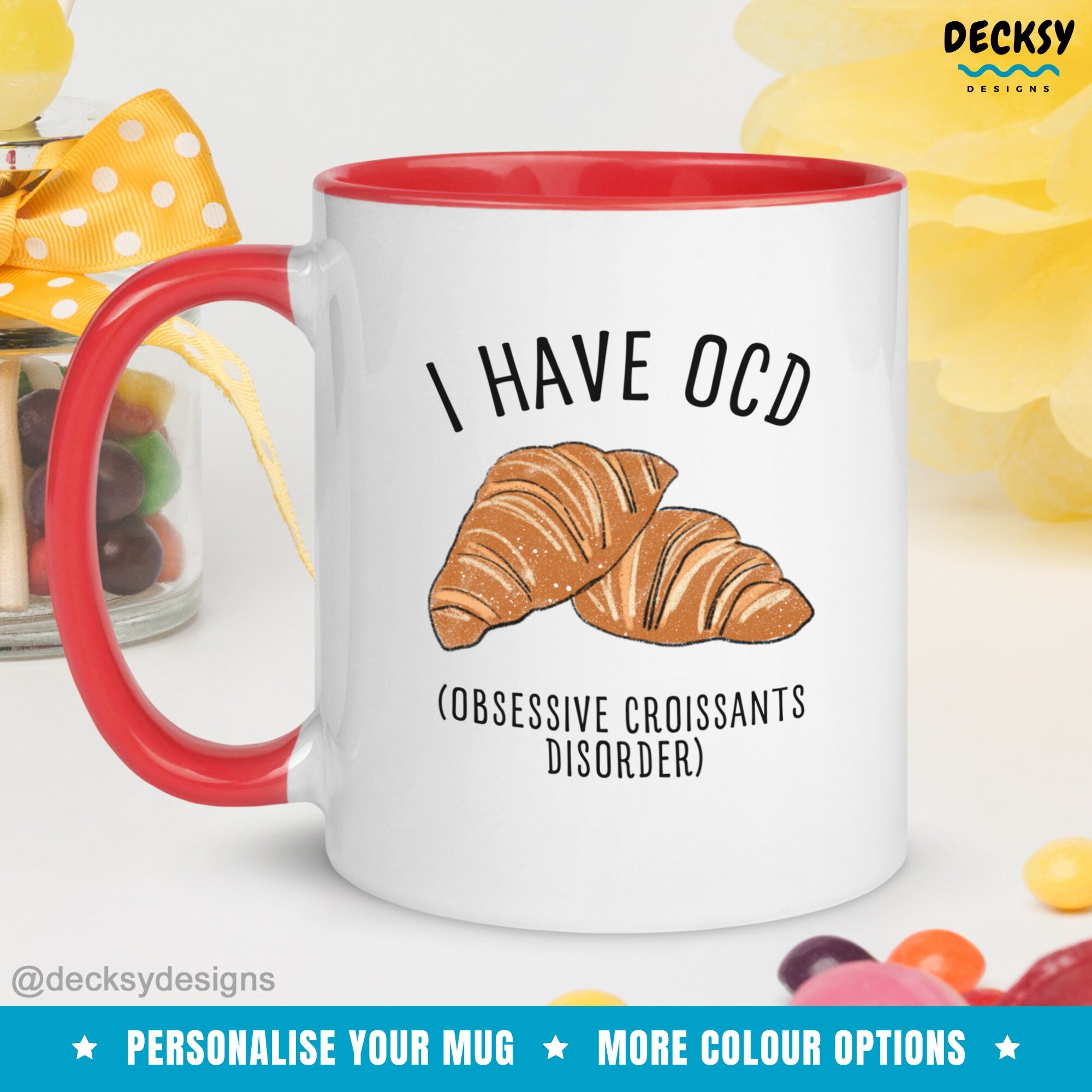 Croissant Mug, Custom Baking Lover Gift, Bread Lover Cup, Personalised Mothers Day Mugs, Gift For Granny, Baker Mug, Gift For Coworker Chef Mugs by DecksyDesigns