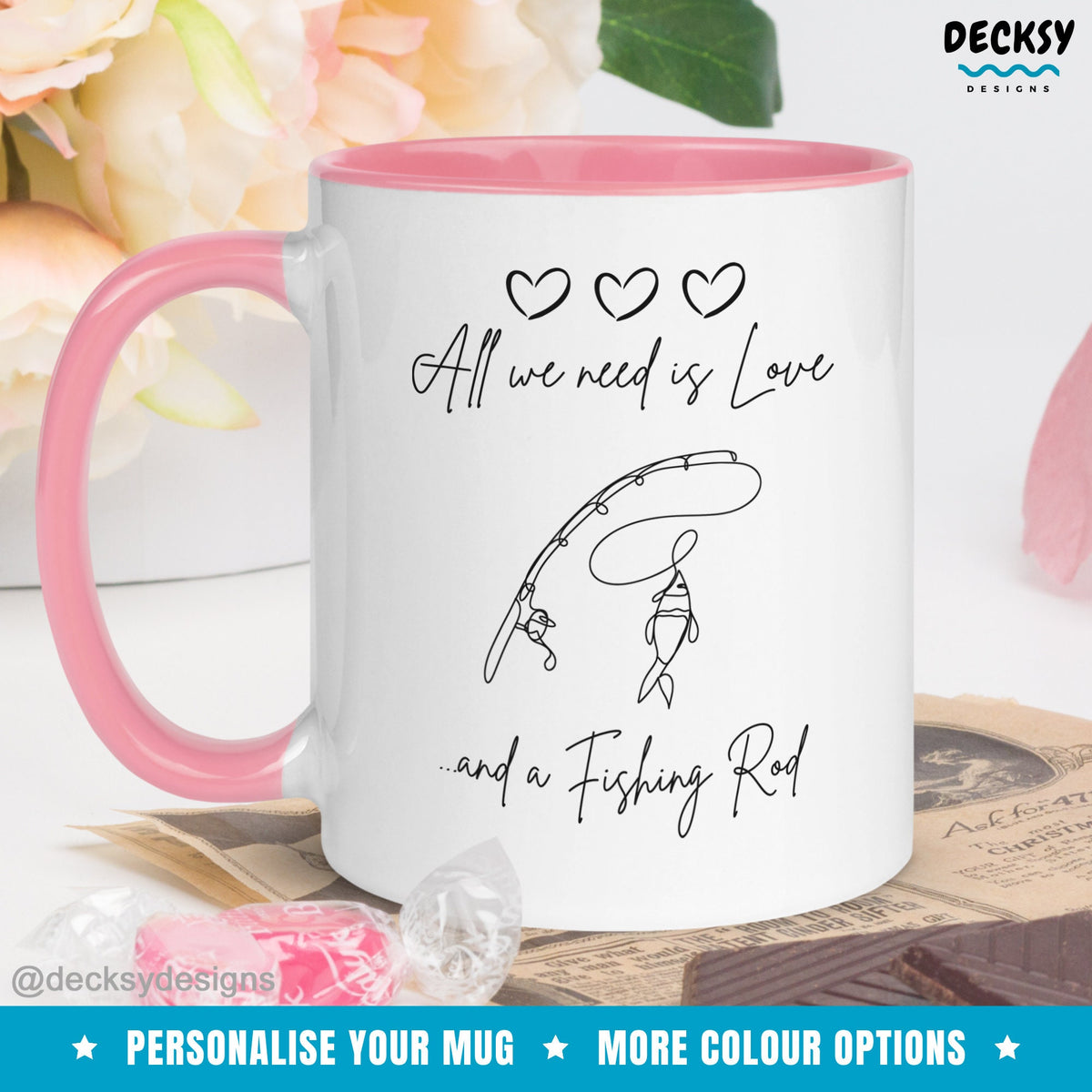 Fishing Lover Gift, Personalised Fisherman Mug, Men Fishing Gift, Retirement Gift For Dad, Gift For Husband From Wife, Dad Fishing Gift Cup Mugs by DecksyDesigns
