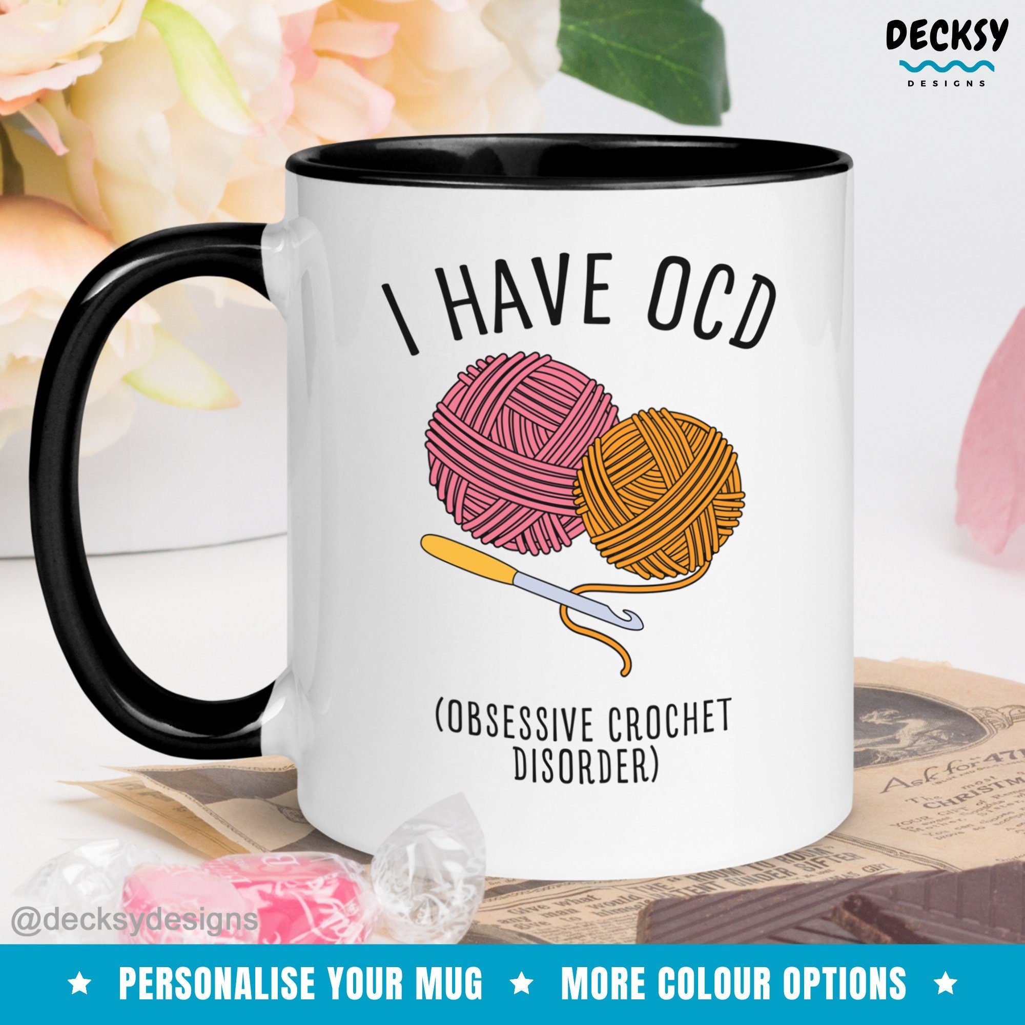 Crocheting Mug, Custom Crochet Lover Gift, Craft Lover Gift, Gift For Sewing Mom, Crochet Queen Coffee Cup, Knitting Grandma, Seamstress Mug Mugs by DecksyDesigns