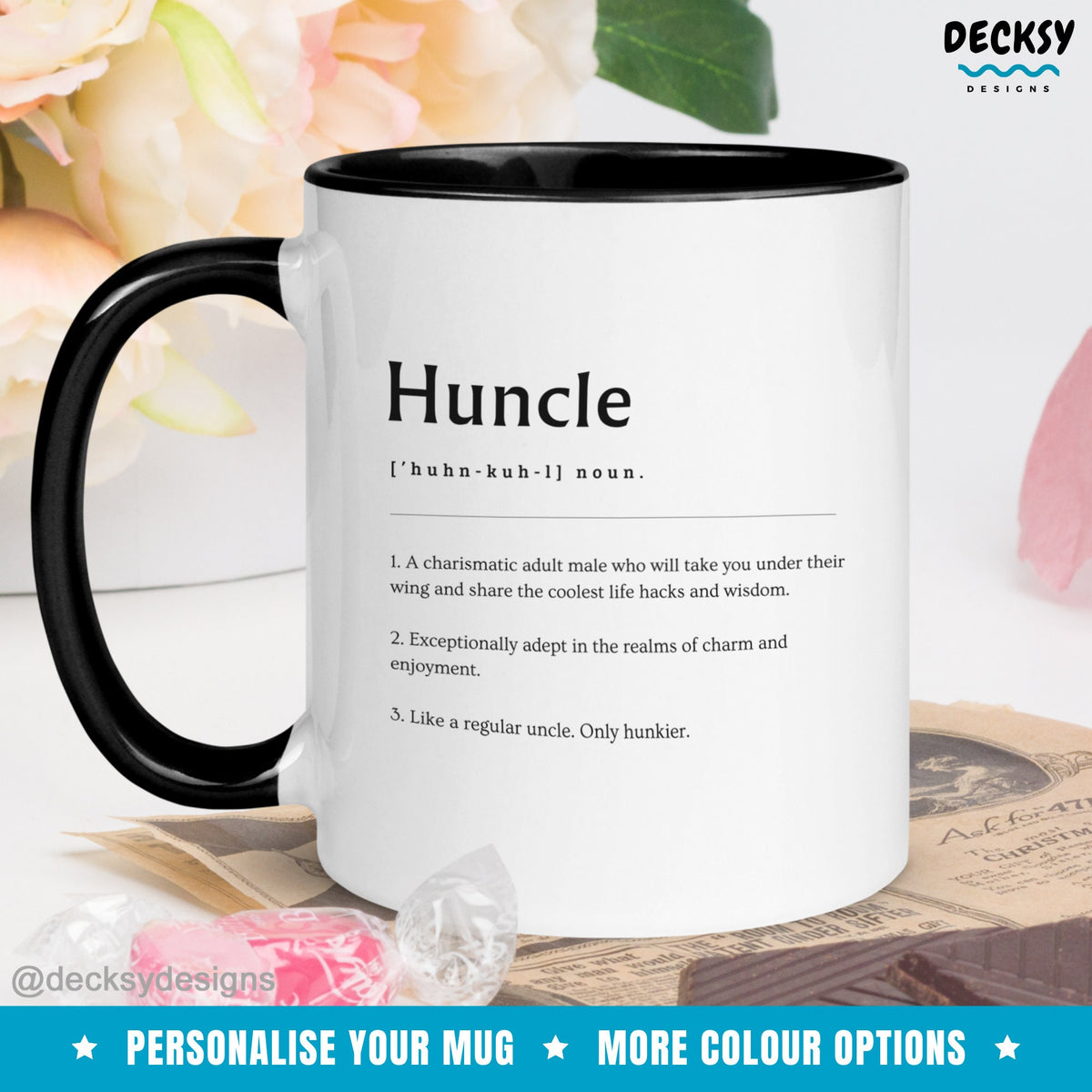 Funny Uncle Mug, Custom Uncle Gift, Uncle Coffee Cup, Huncle Mug, Uncle Birthday Gift, Uncle Gift from Nephew Niece, Personalized Uncle Gift Mugs by DecksyDesigns