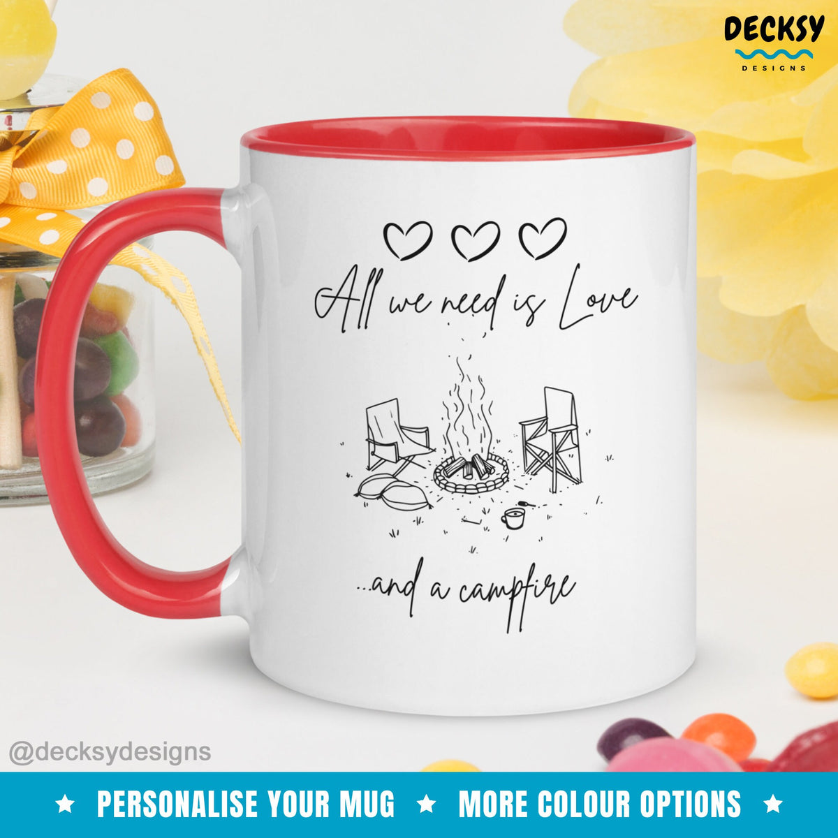 Campfire Mug, Custom Camp Lovers Gift, Funny Camping Mug, Happy Camper Gift For Him, Gift For Wife, Hiking Mom Gift, Travel Outdoor Cup Mugs by DecksyDesigns