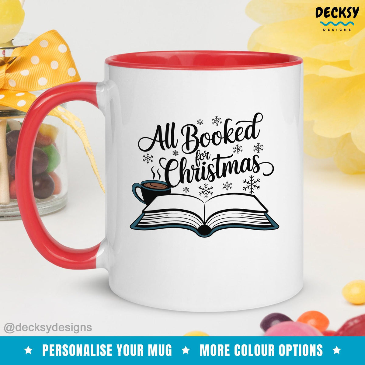 Christmas Book Mug, Custom Gift For Book Lover, Reading Mug Gift, Holiday Book Mug, Gift For Introvert, Bookworm Mug, Christmas Coffee Cup Mugs by DecksyDesigns