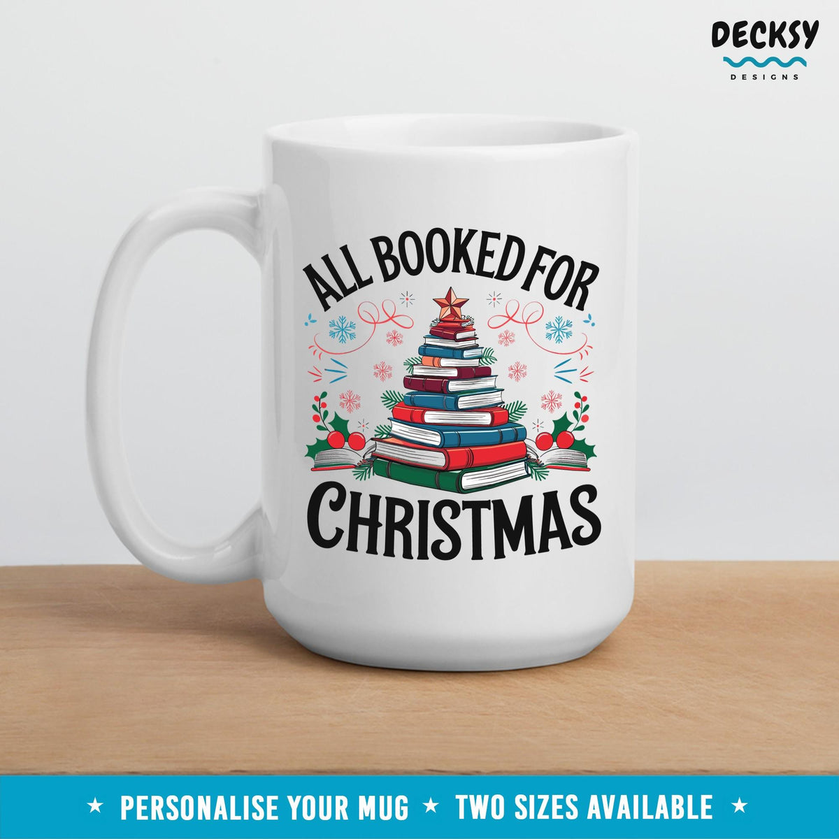 Christmas Book Mug, Personalised Reading Mug Gift, Christmas Coffee Mug, Secret Santa Gift For Reader, Librarian Teacher Cup, Book Club Mug Mugs by DecksyDesigns