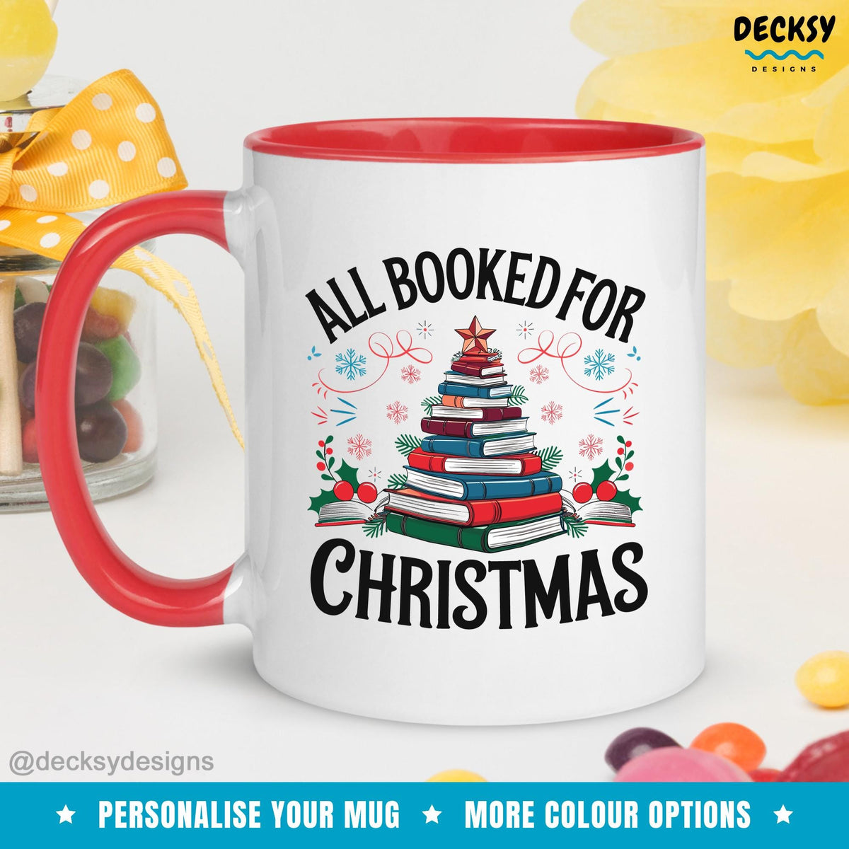 Christmas Book Mug, Personalised Reading Mug Gift, Christmas Coffee Mug, Secret Santa Gift For Reader, Librarian Teacher Cup, Book Club Mug Mugs by DecksyDesigns