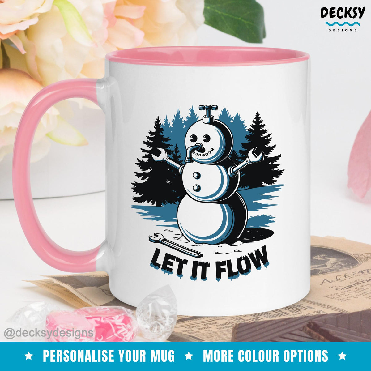 Funny Plumber Christmas Mug, Personalized Plumbing Gift Mugs by DecksyDesigns