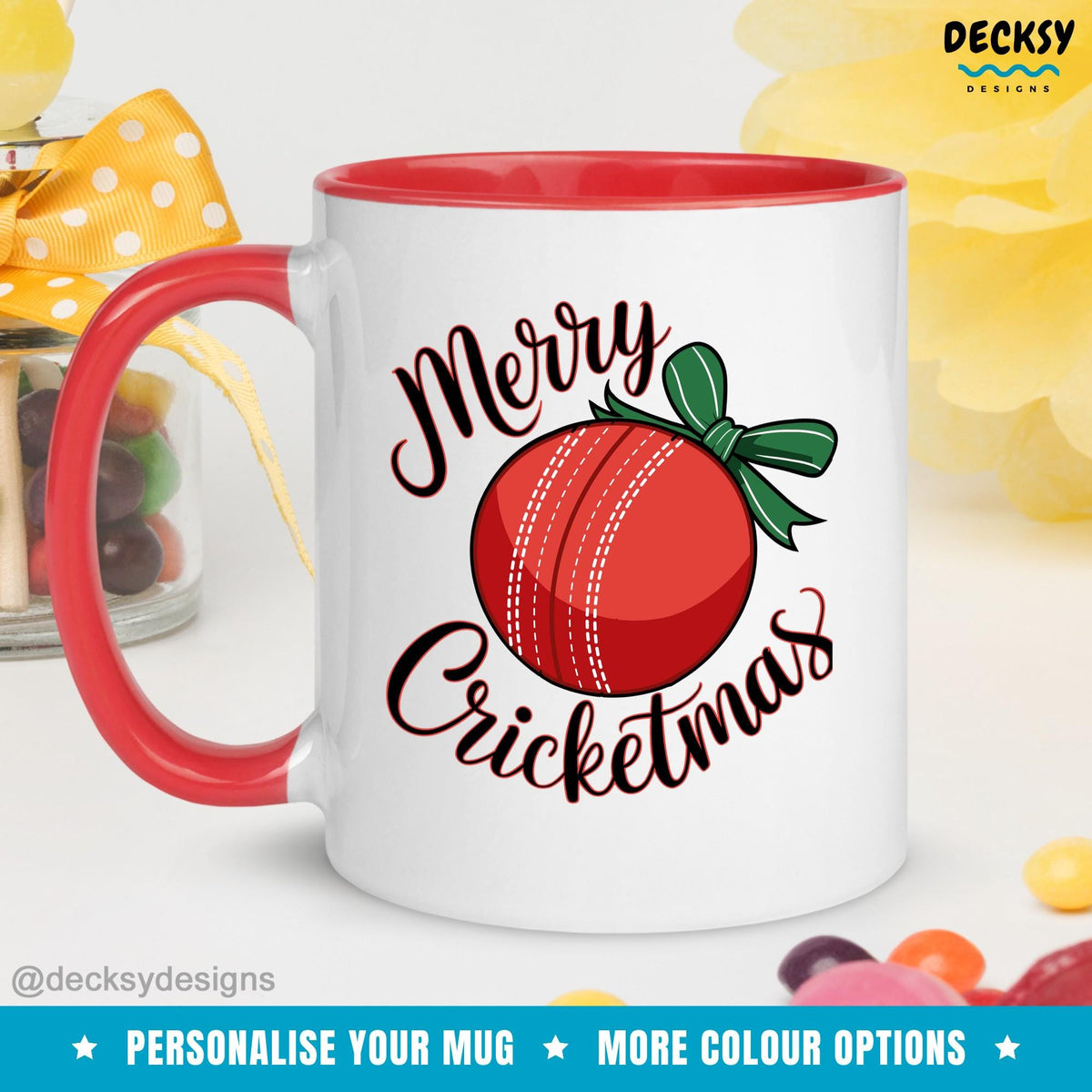 Cricket Christmas Mug, Custom Cricketer Gift, Gift For Husband, Cricket Lover Family Mug, Funny Cricket Player Dad Gift, Cricket Coach Gift Mugs by DecksyDesigns