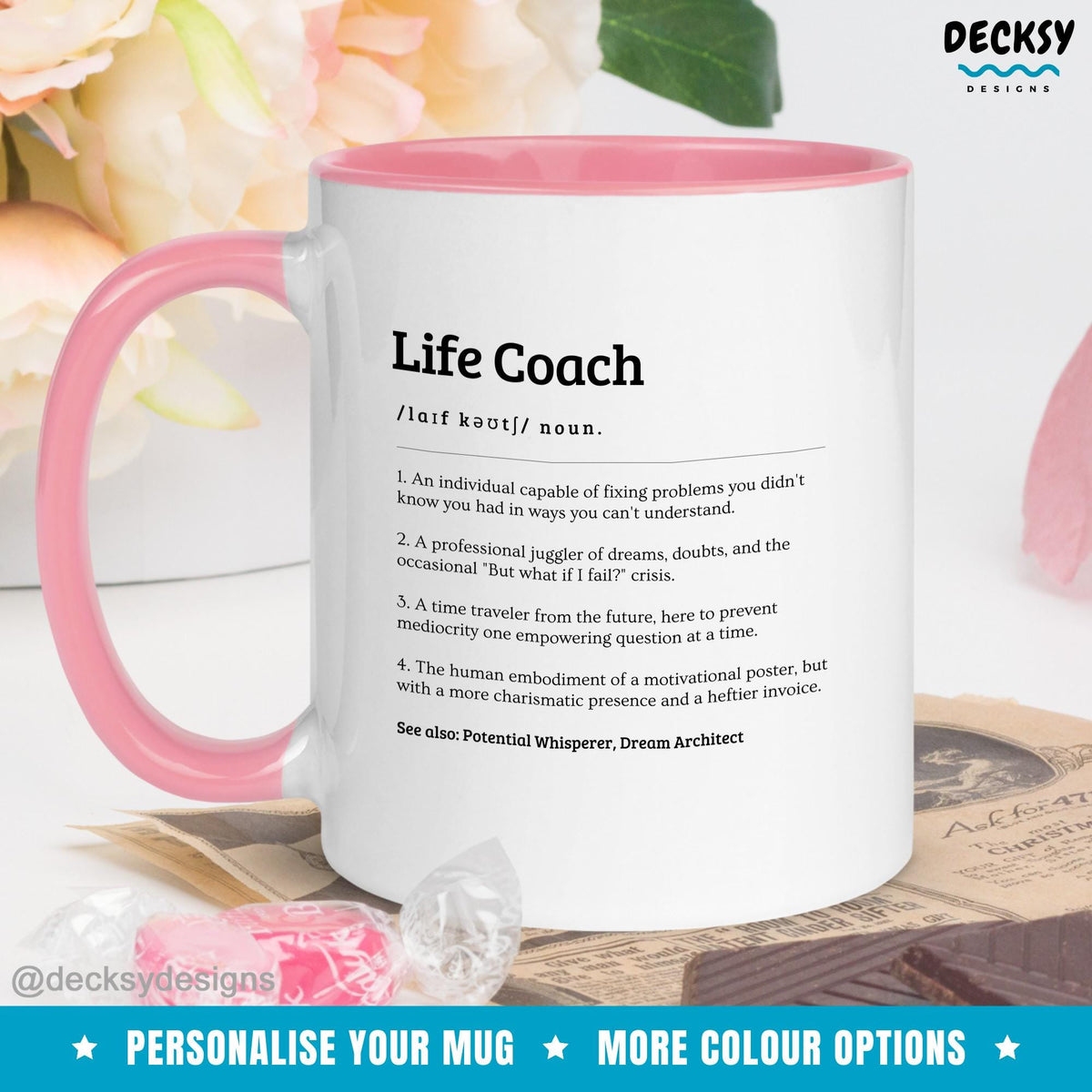 Life Coach Mug, Gift For Life Coach, Funny Life Coach Present, Personalised Life Coach Thank You Gift Idea, Custom Life Coach Mentor Gift Mugs by DecksyDesigns